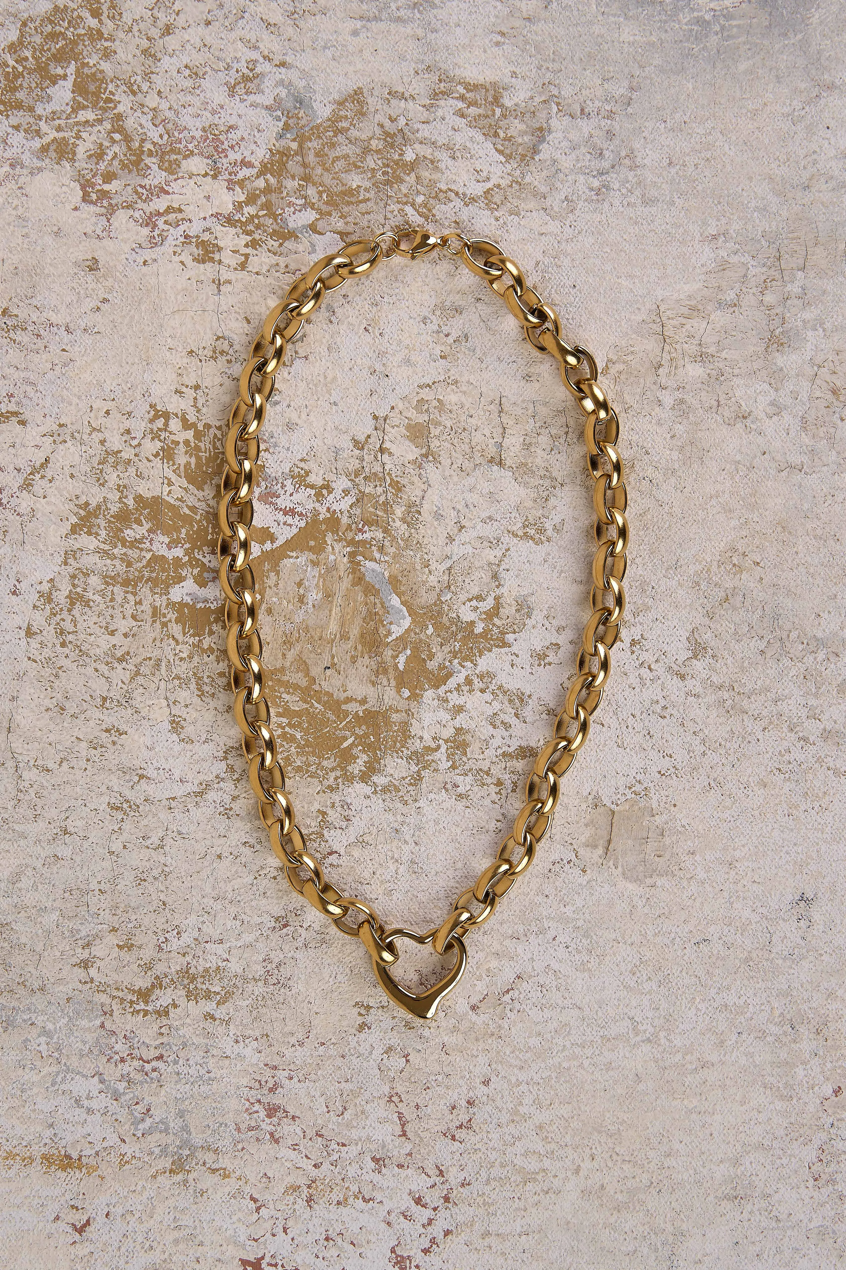18k Gold Plated Heart Necklace - Gold