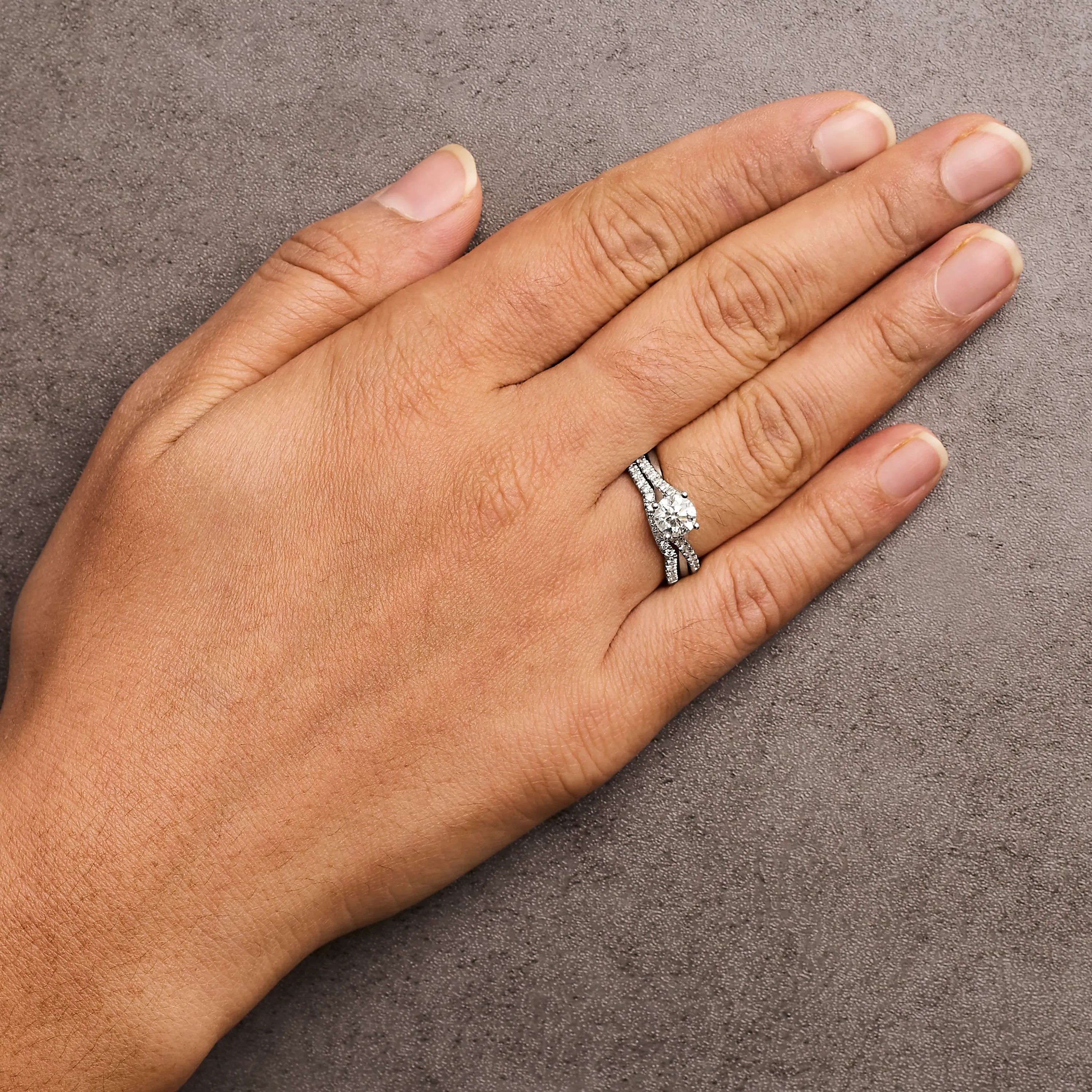 .950 Platinum 1 1/5 Cttw Diamond Split Shank and Bypass Bridal Engagement Ring
