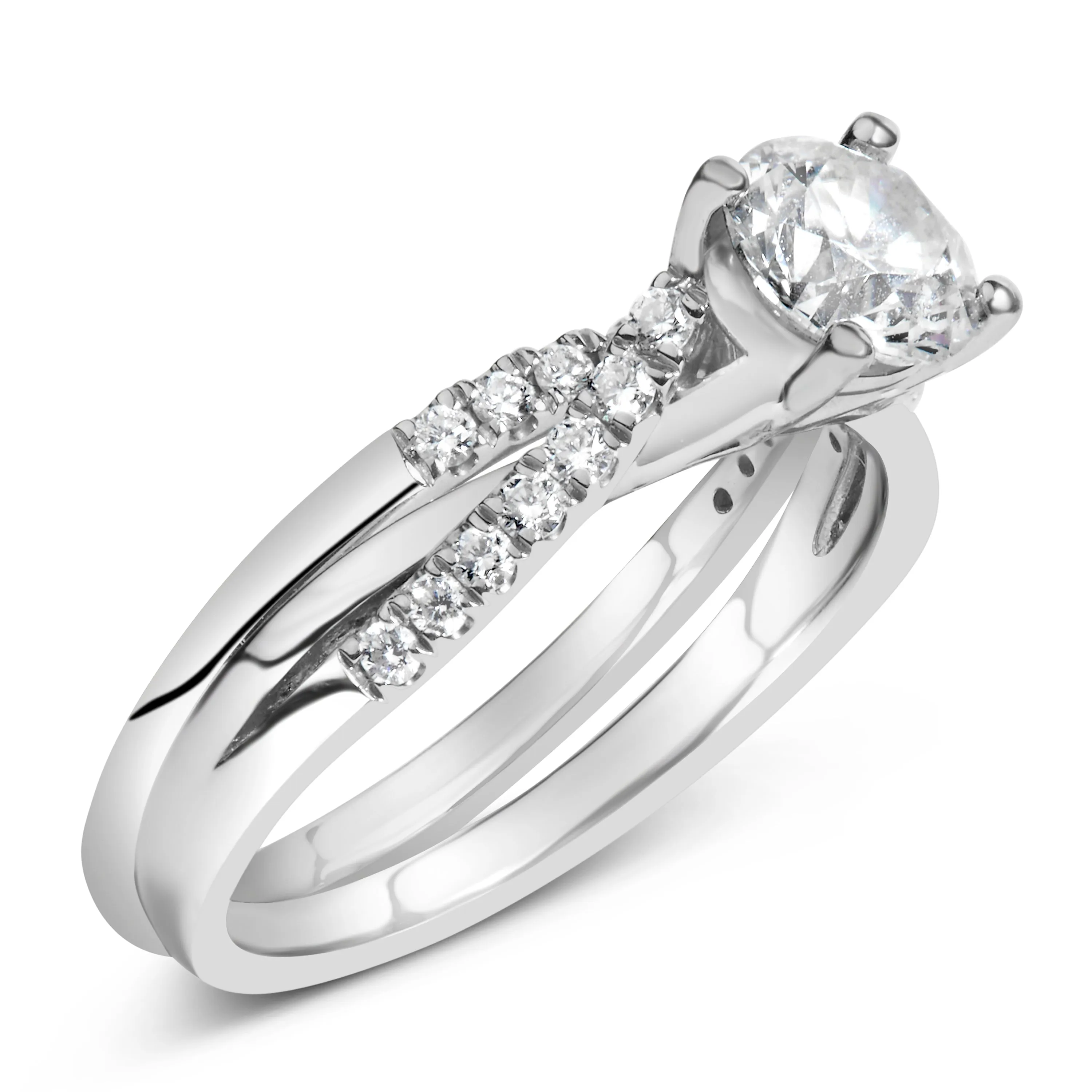 .950 Platinum 1 1/5 Cttw Diamond Split Shank and Bypass Bridal Engagement Ring