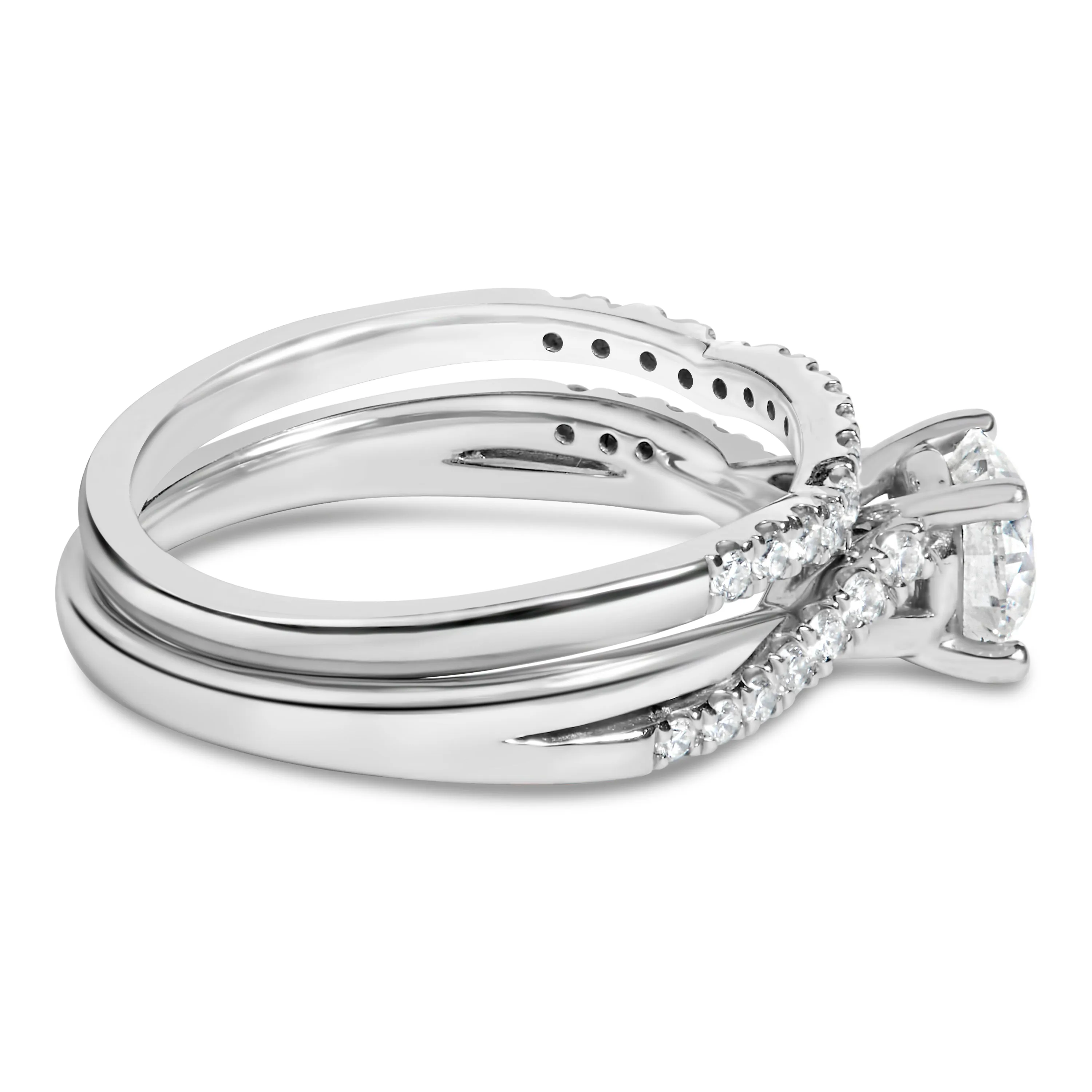 .950 Platinum 1 1/5 Cttw Diamond Split Shank and Bypass Bridal Engagement Ring