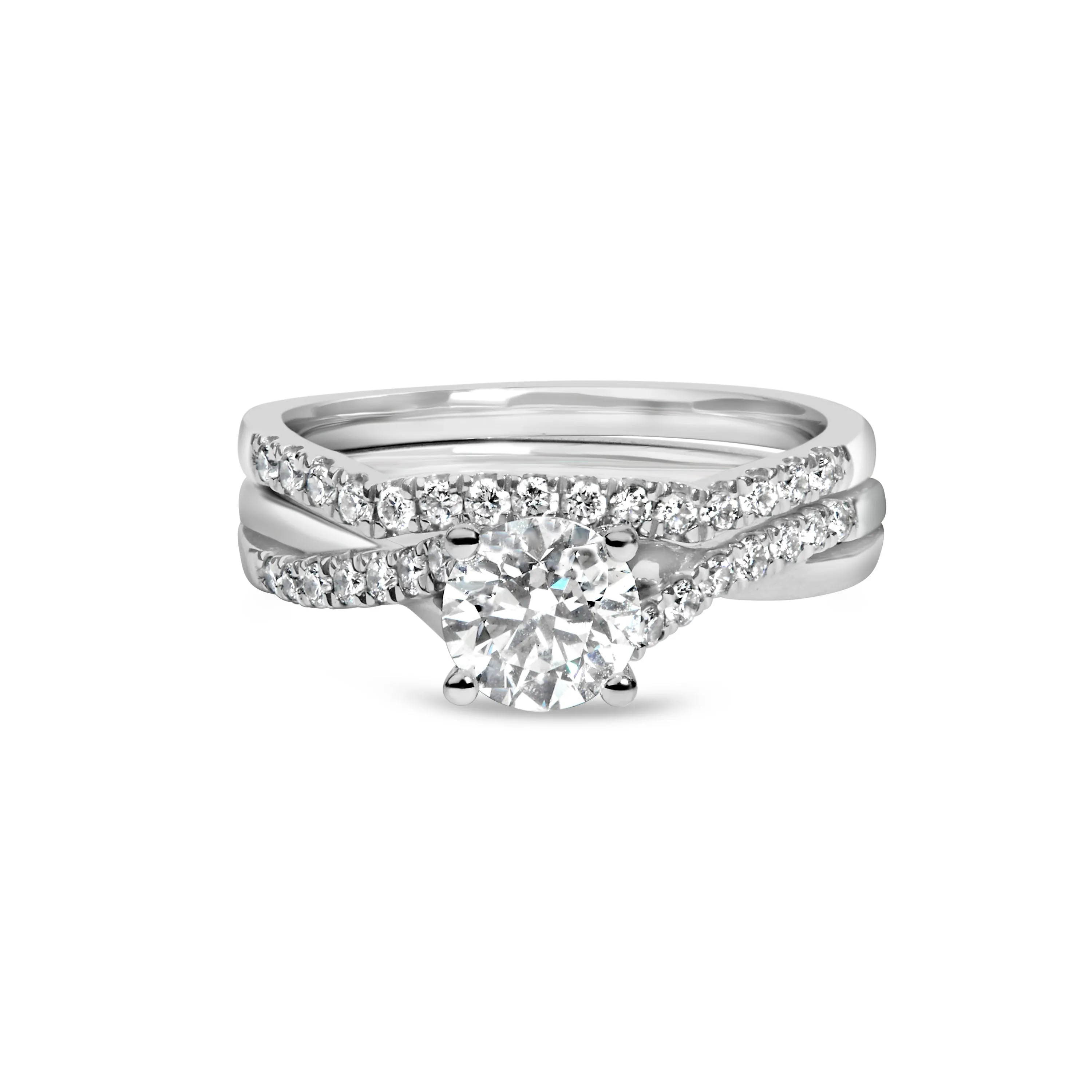 .950 Platinum 1 1/5 Cttw Diamond Split Shank and Bypass Bridal Engagement Ring