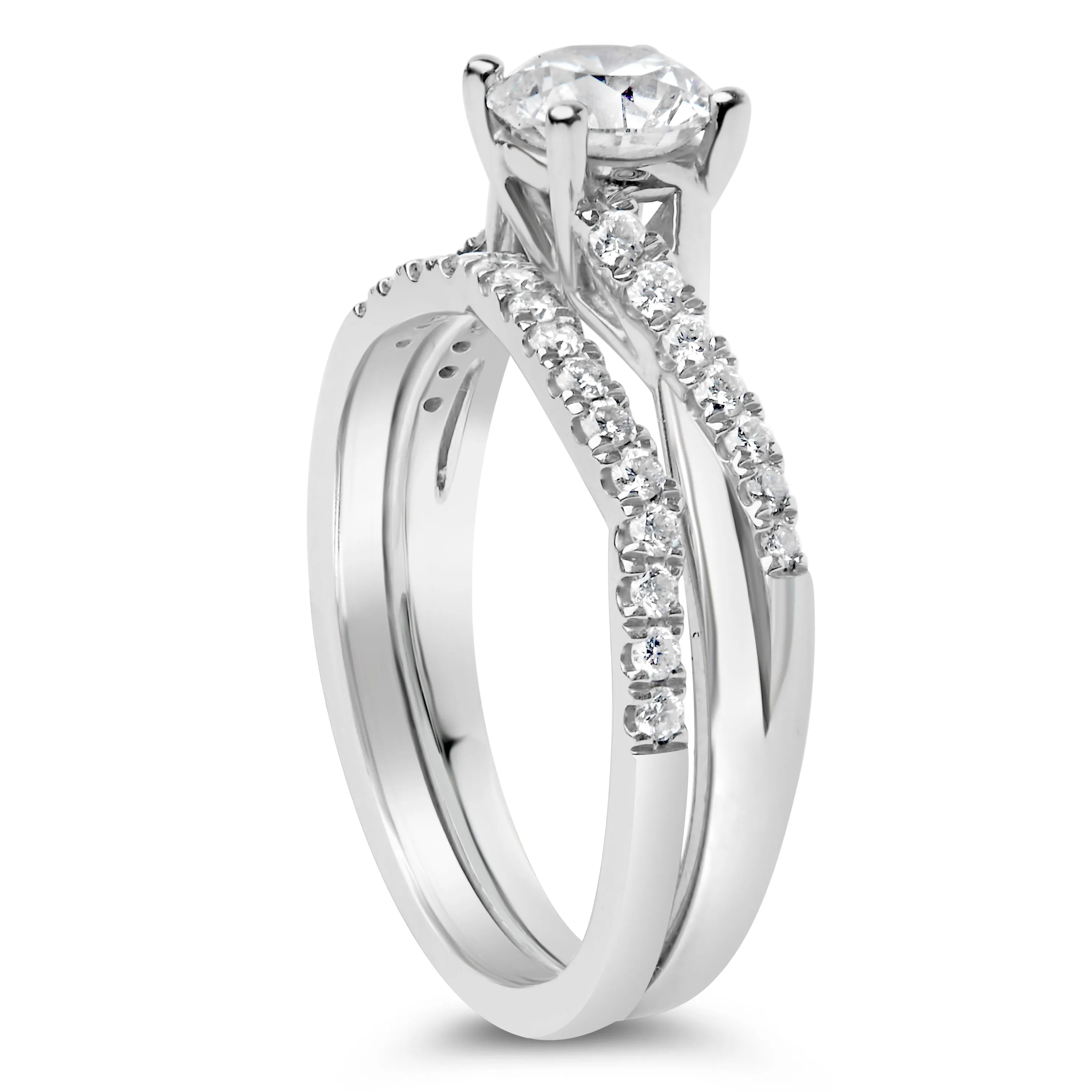 .950 Platinum 1 1/5 Cttw Diamond Split Shank and Bypass Bridal Engagement Ring