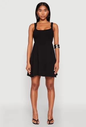 Airy Crepe Knit Bustier Skater Dress