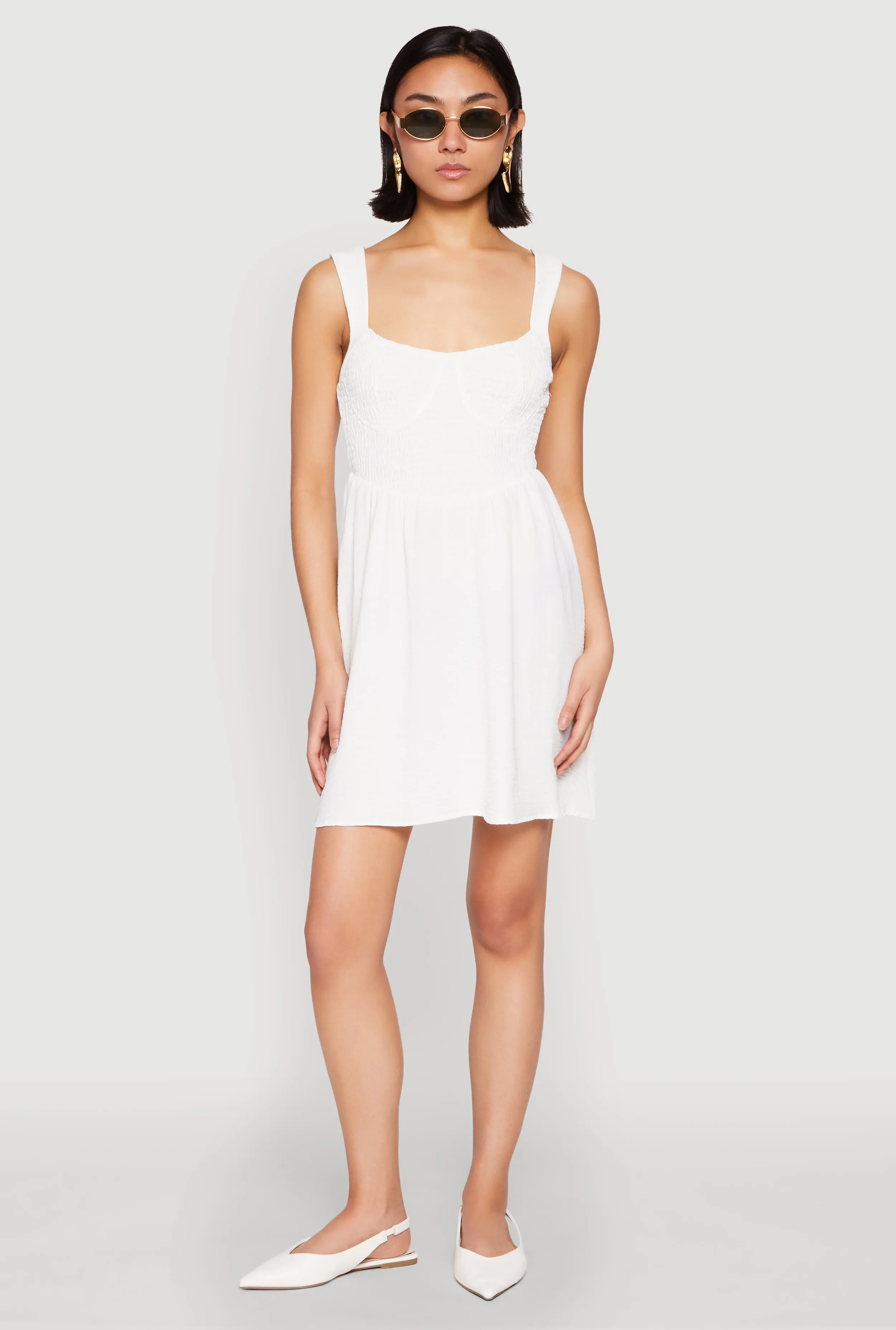 Airy Crepe Knit Bustier Skater Dress