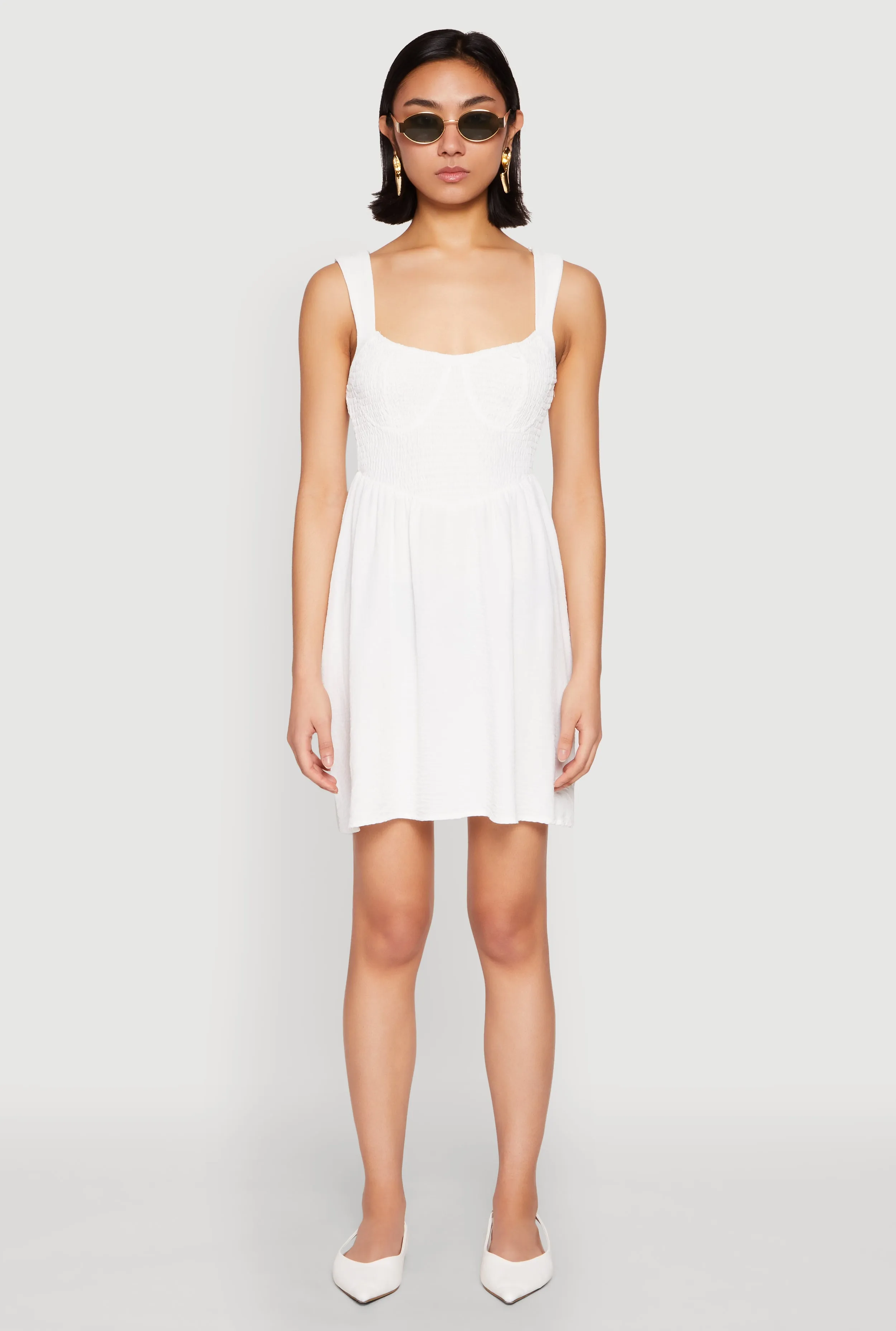 Airy Crepe Knit Bustier Skater Dress
