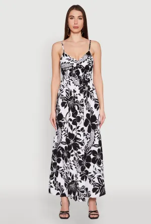 Airy Floral Print Empire Waist Maxi Dress