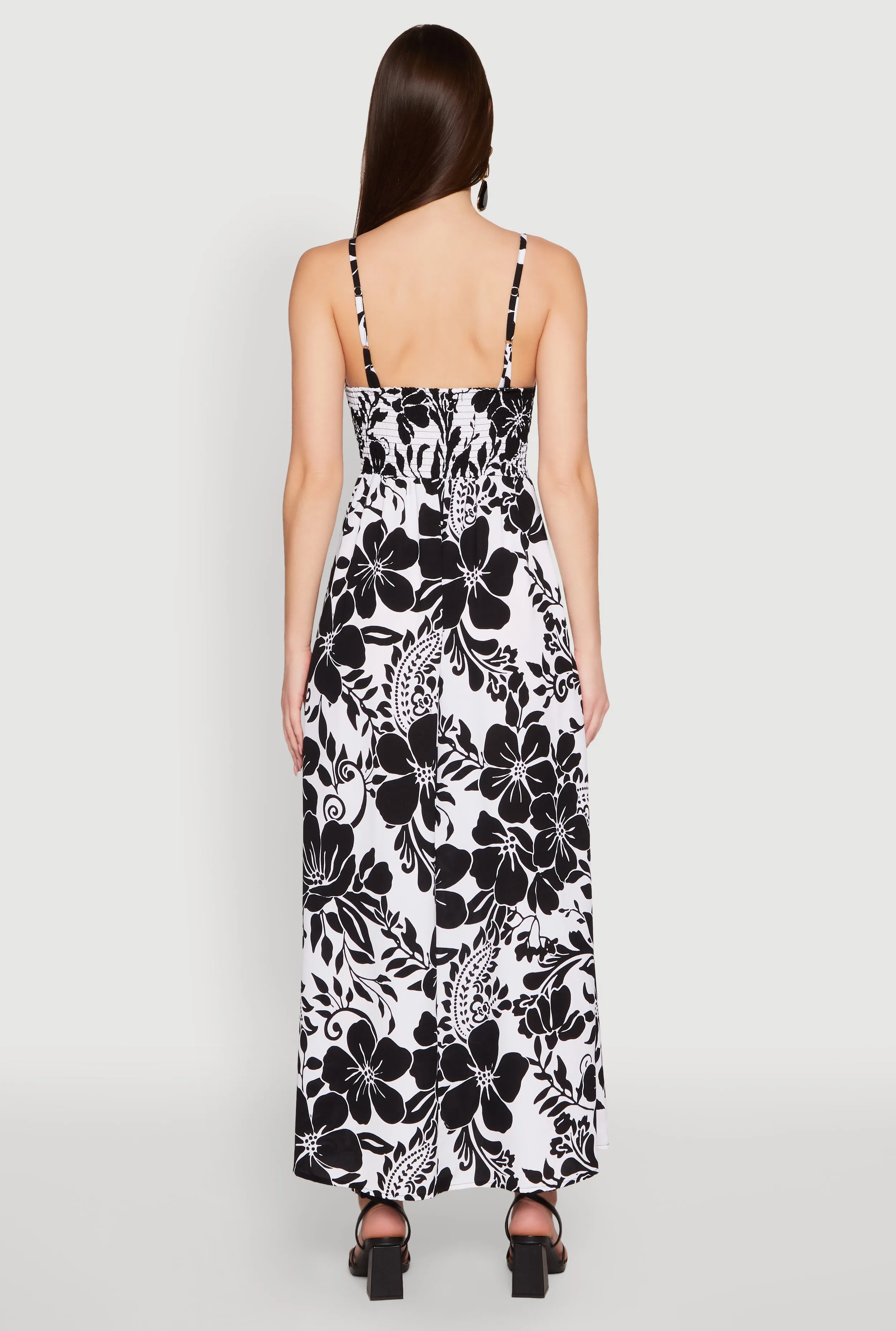 Airy Floral Print Empire Waist Maxi Dress