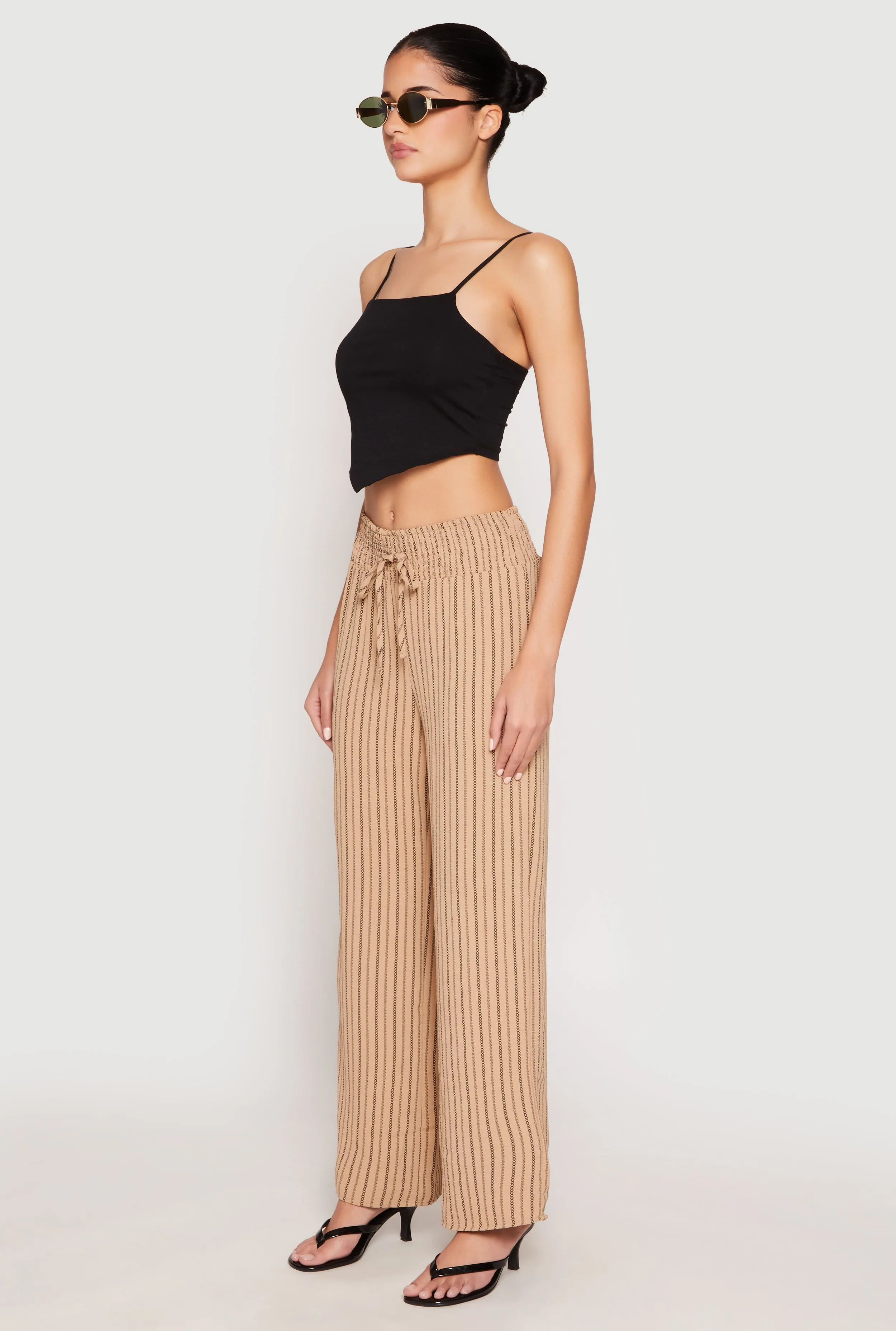 Airy Striped Wide Leg Pants