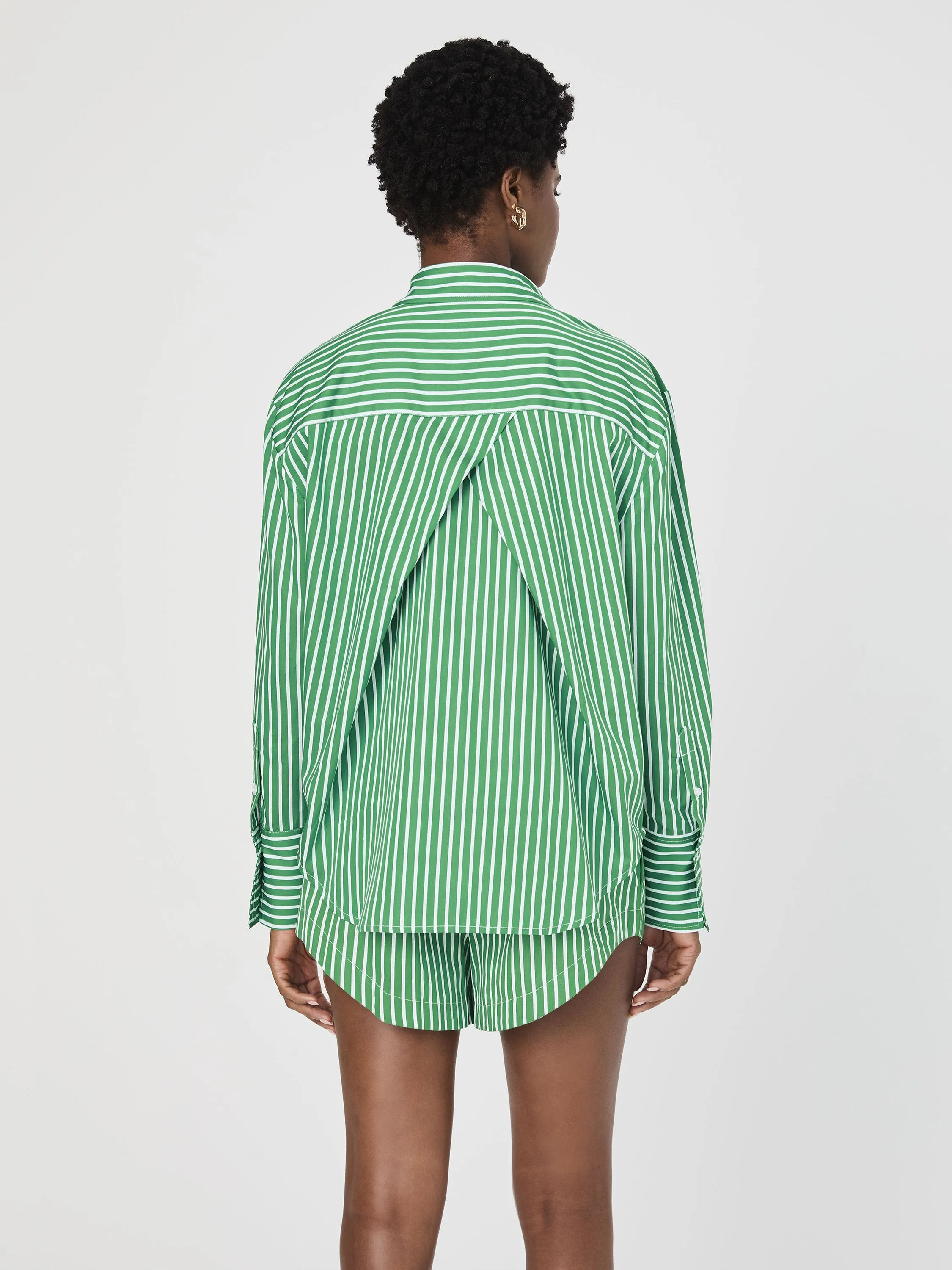 Alexis Cotton Angled Yoke Striped Shirt