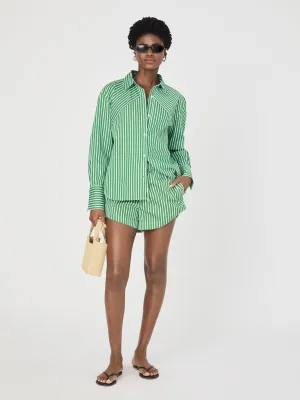 Alexis Cotton Angled Yoke Striped Shirt