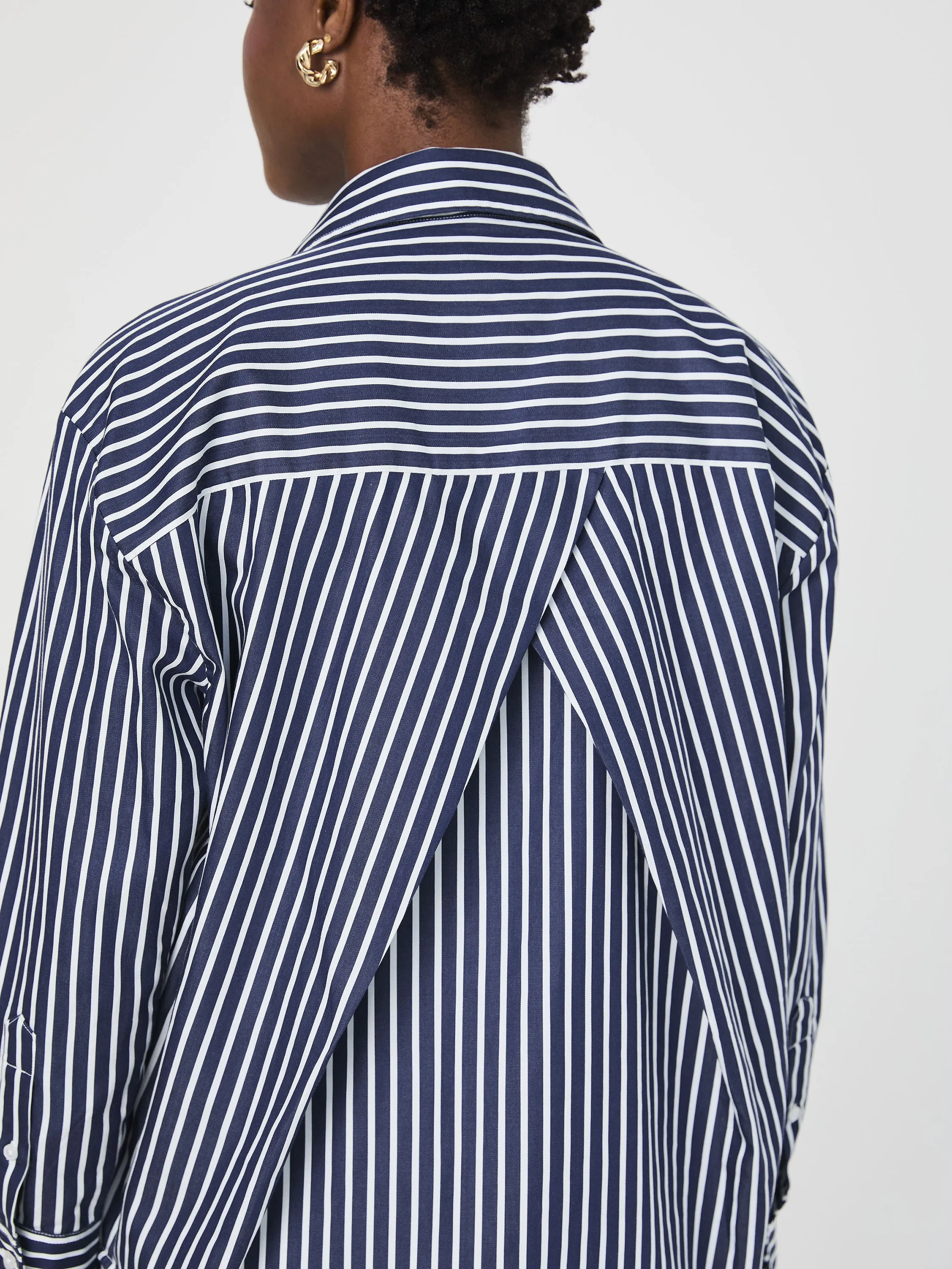 Alexis Cotton Angled Yoke Striped Shirt