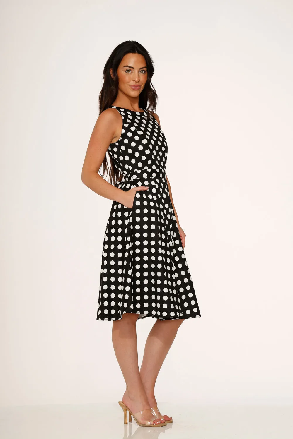 Black & White Polka Dot Swing Dress