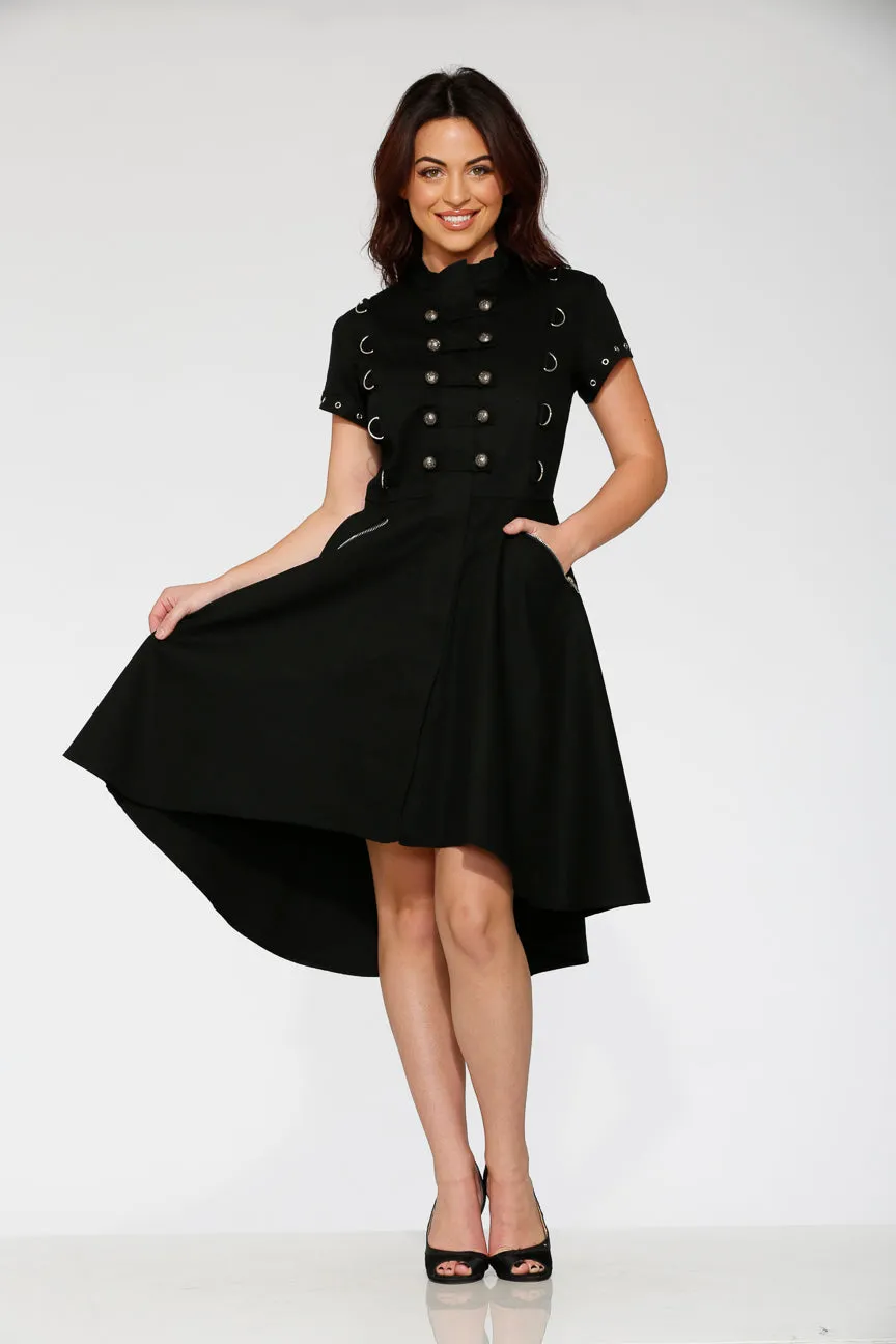 Black Battalion Hi-Lo Swing Dress