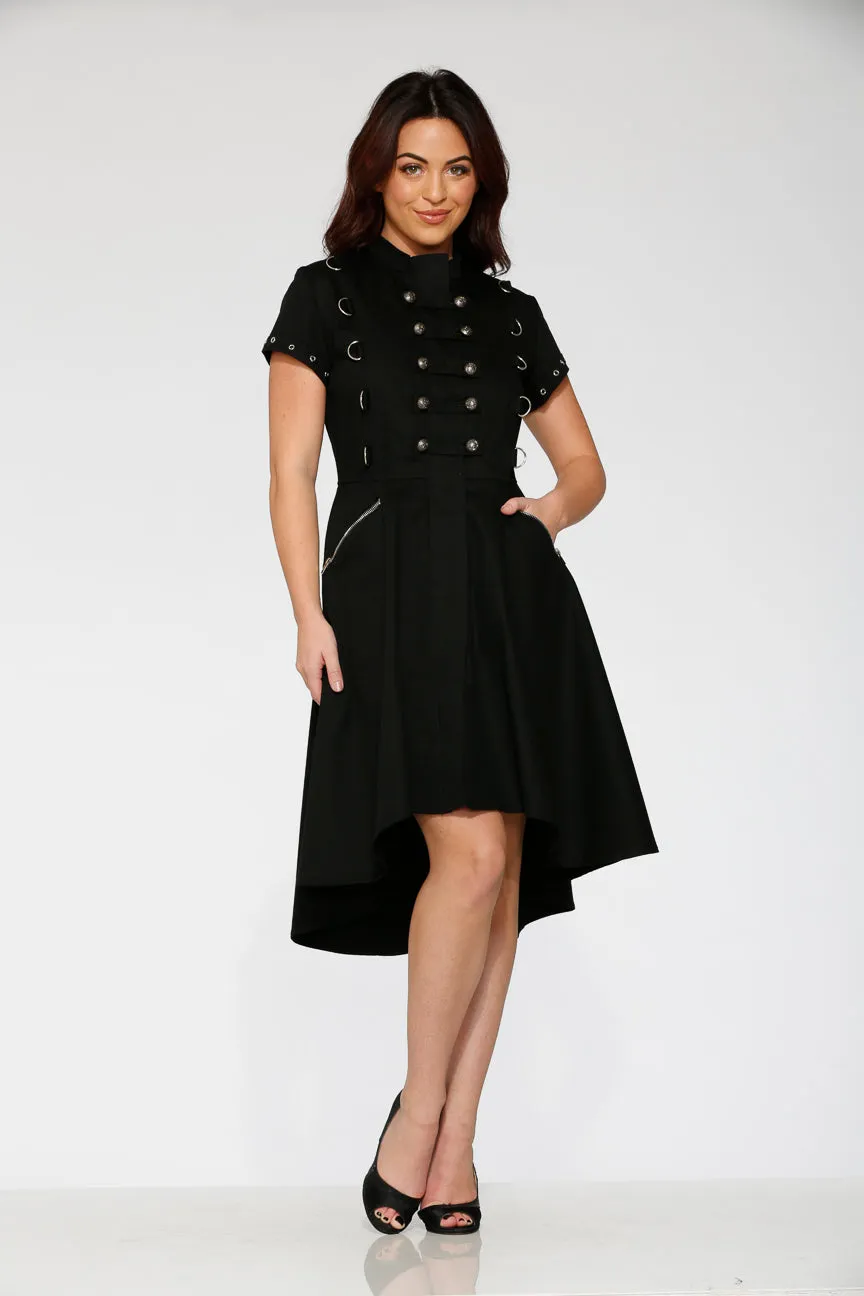 Black Battalion Hi-Lo Swing Dress