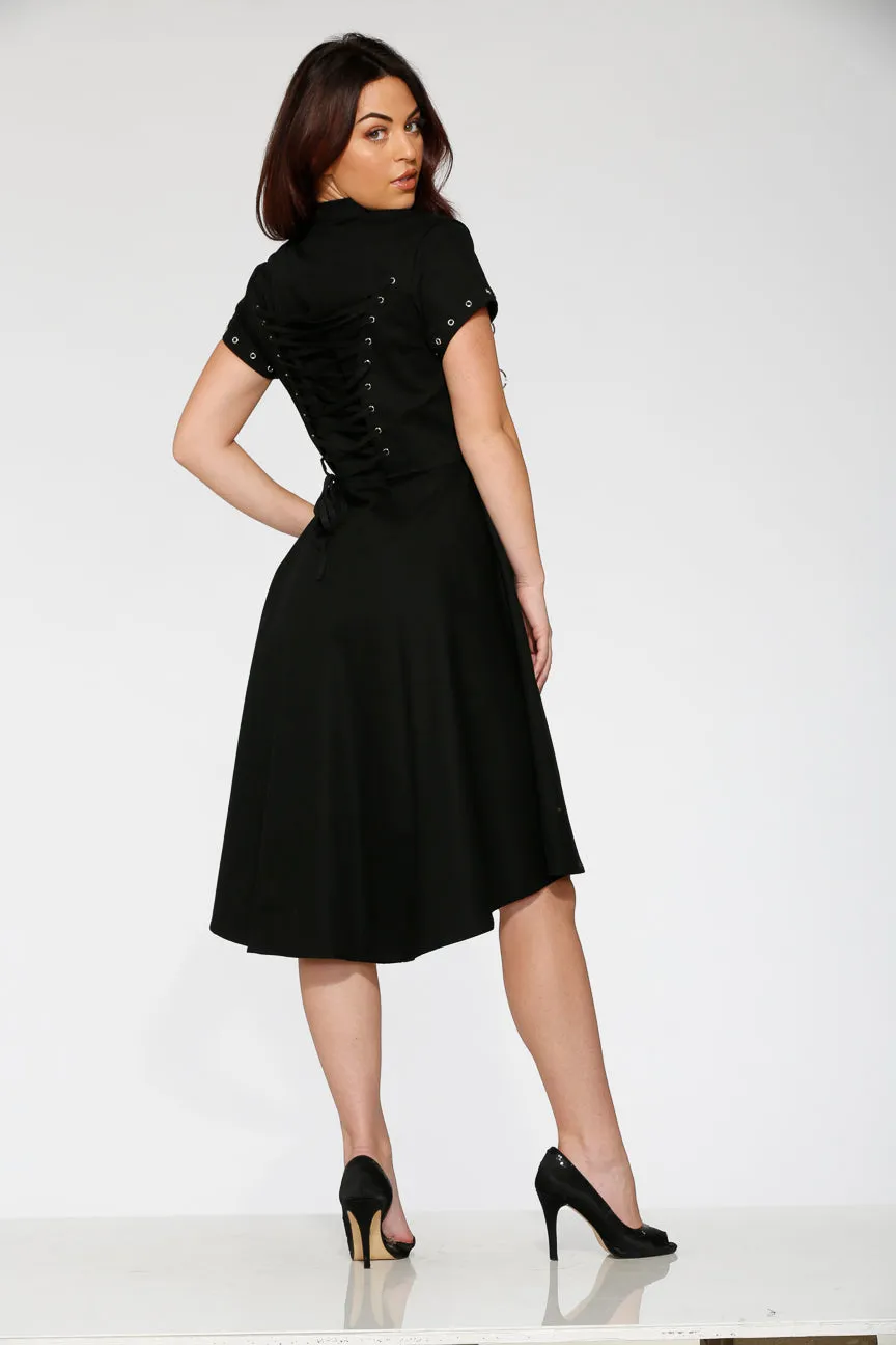 Black Battalion Hi-Lo Swing Dress