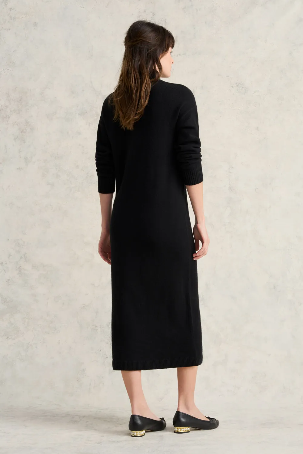 Button Detail Jumper Dress - Black