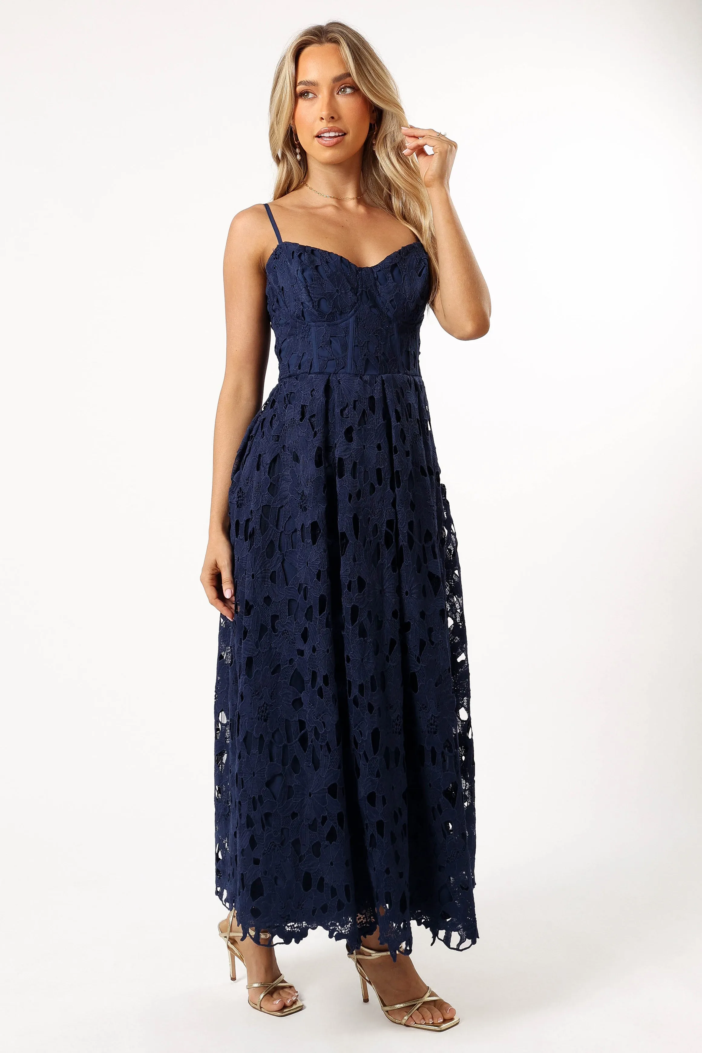 Byron Lace Midi Dress - Navy
