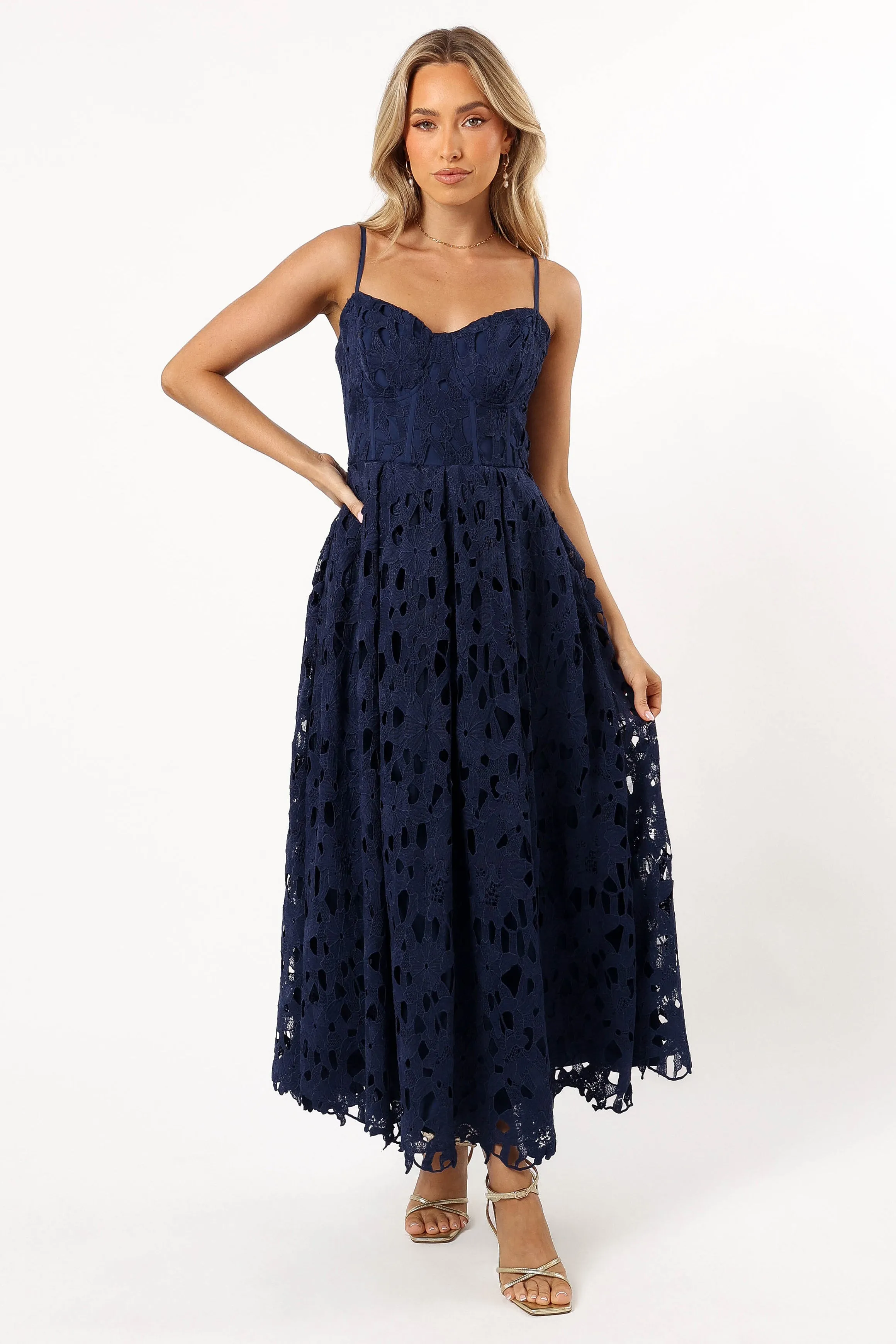 Byron Lace Midi Dress - Navy