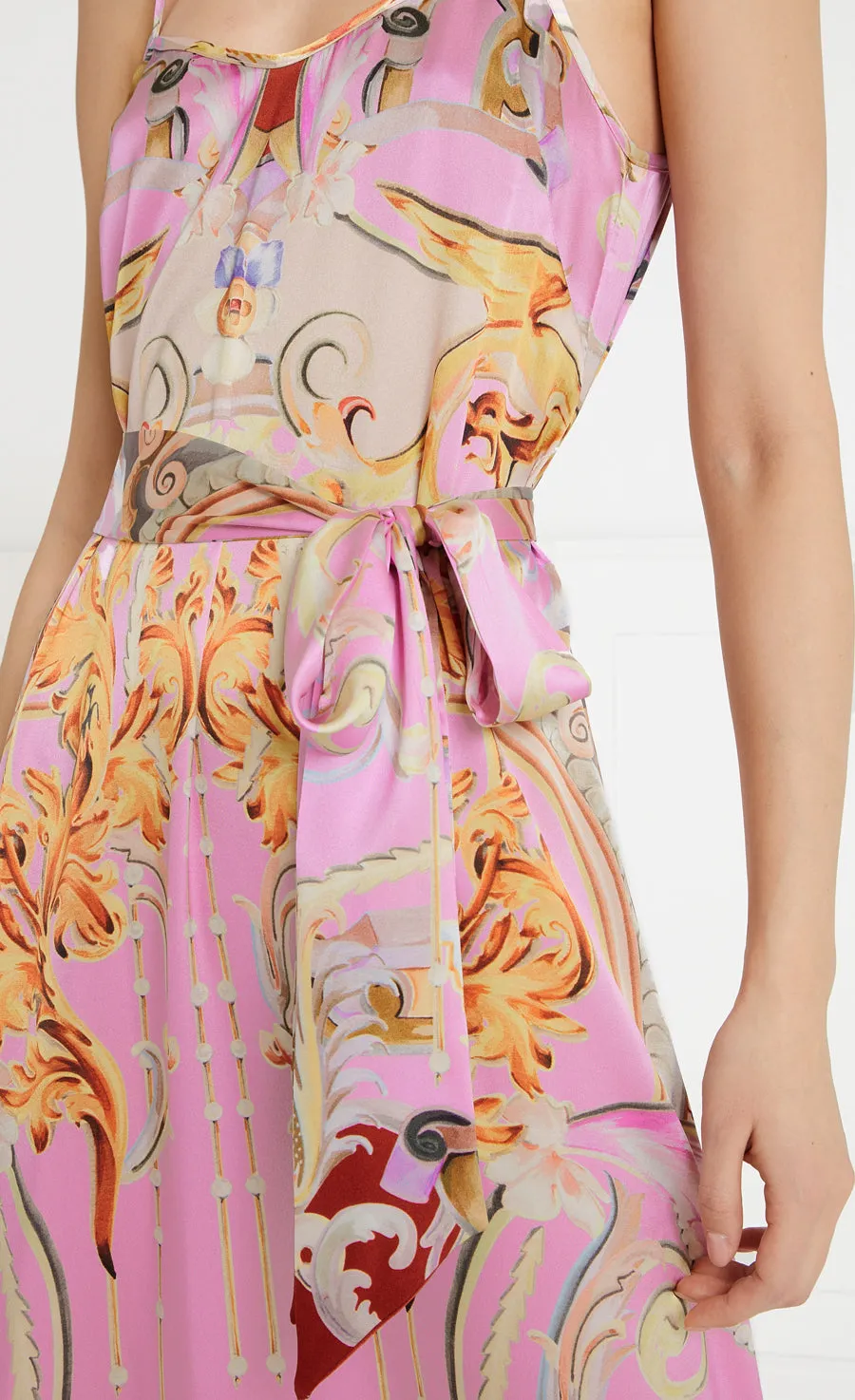 Carline Print Slip Dress - Rose Pink