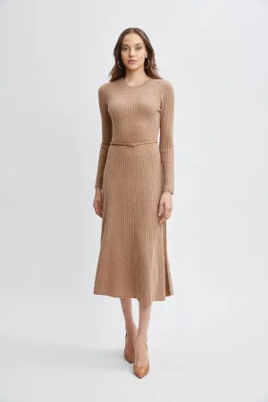 Cashmere Long Sleeve Belted Dress