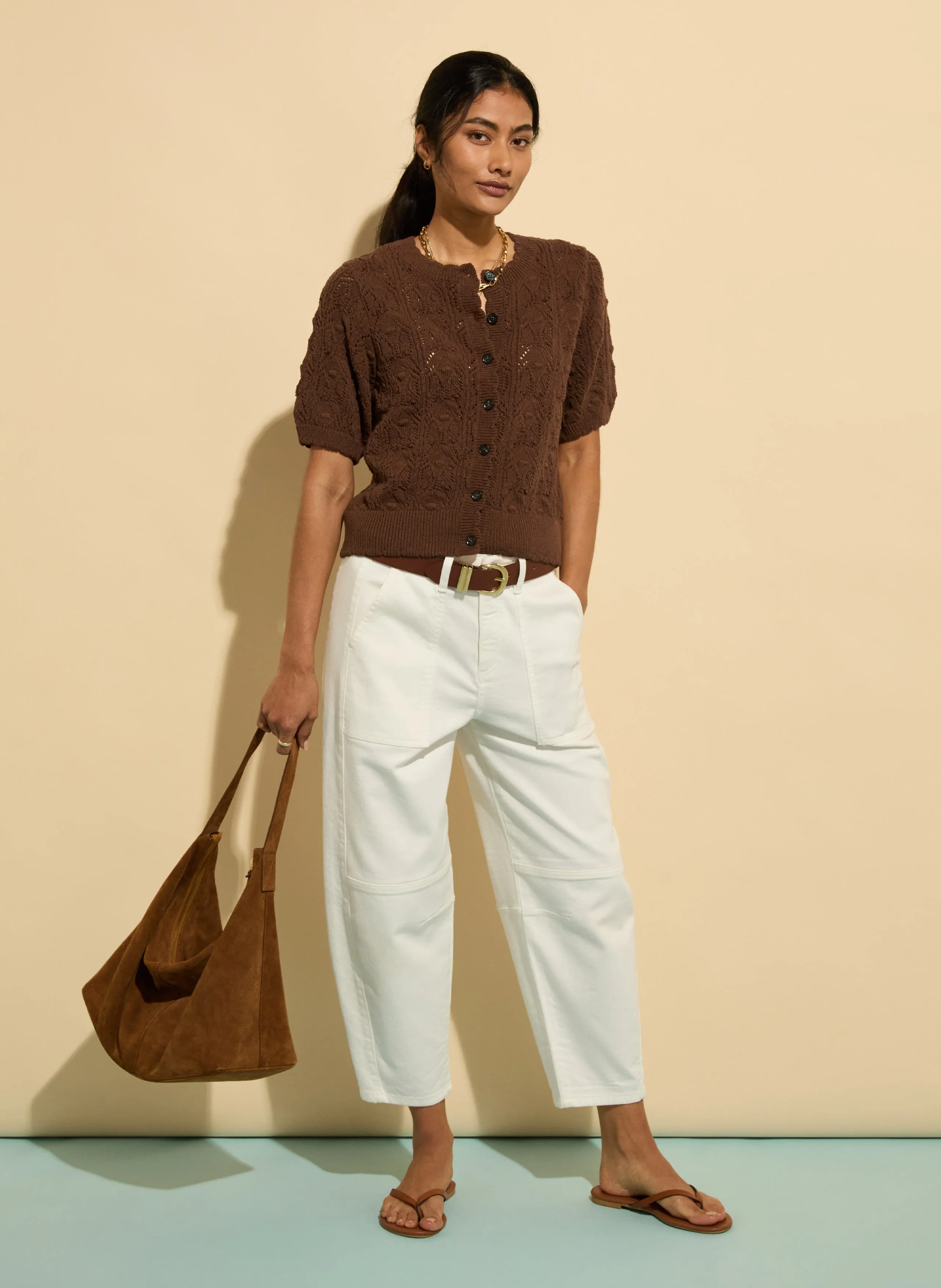 Celestia ECOTEC® Cotton Crochet Cardigan | Chocolate