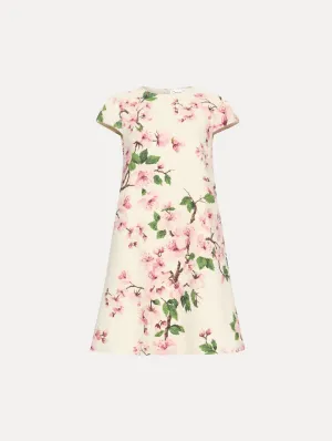 Cherry Blossom Embroidered Cap Sleeve Dress