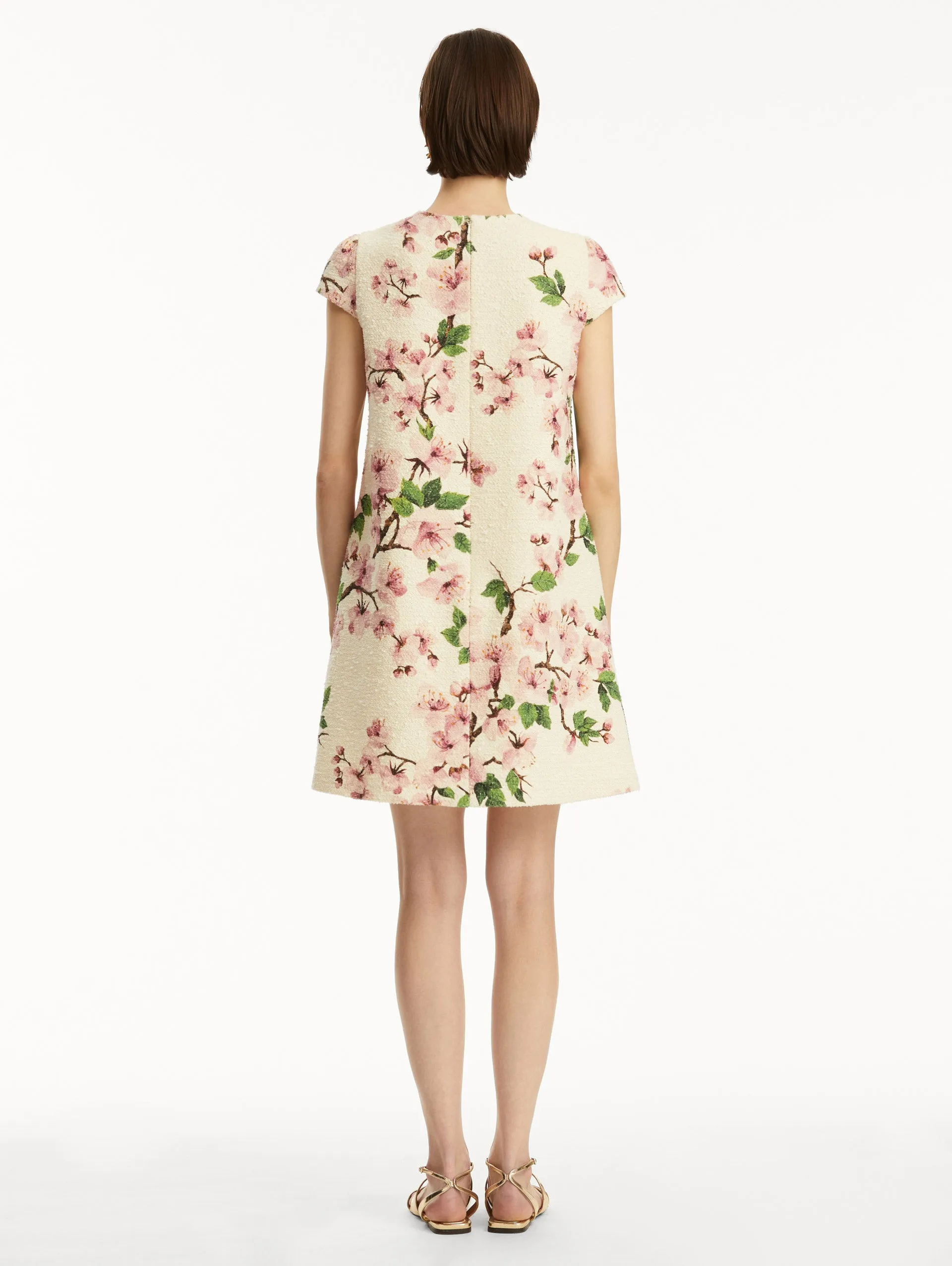 Cherry Blossom Embroidered Cap Sleeve Dress