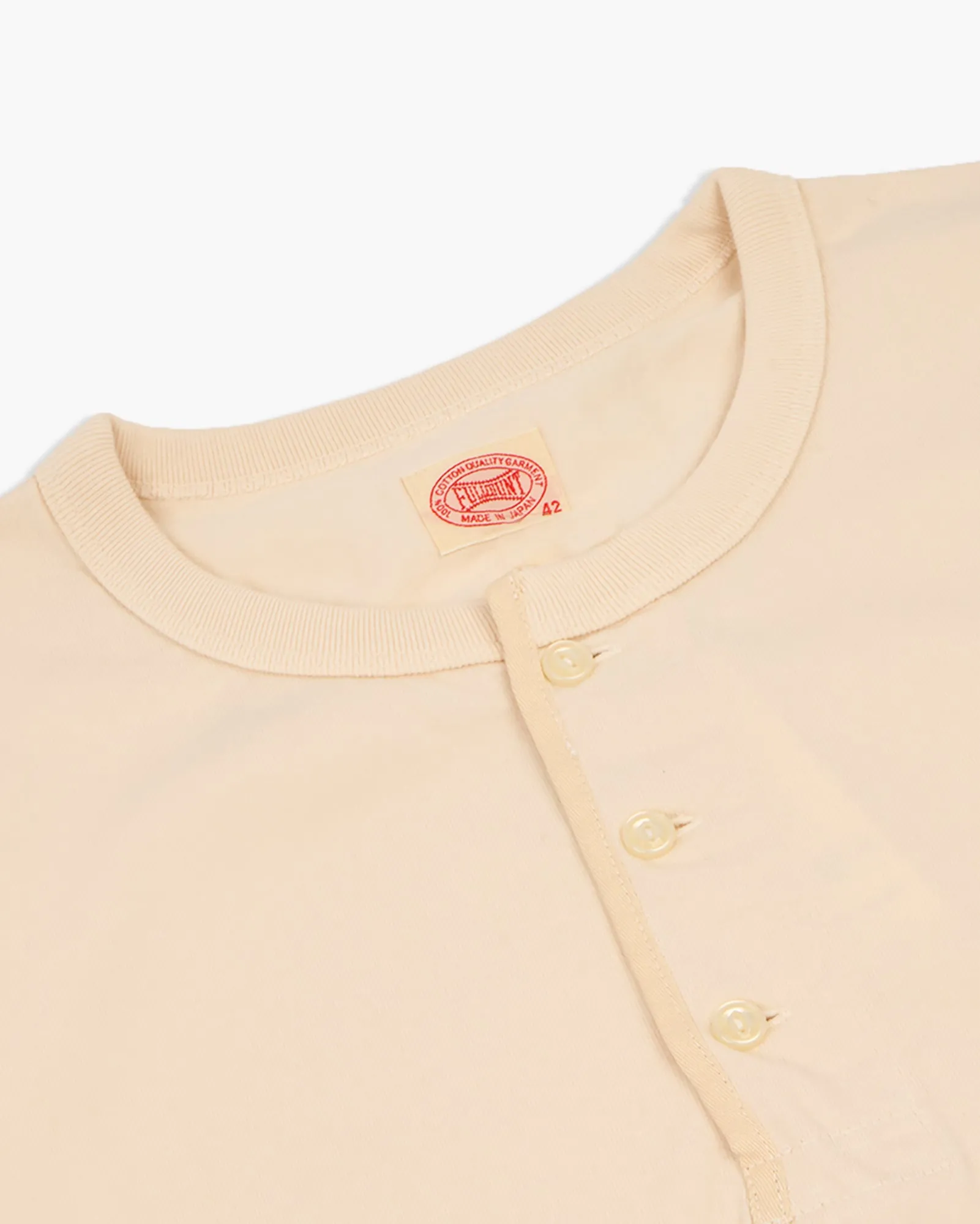 Fullcount 5222H-21 Flat Seam Heavyweight Henley Tee - Ecru