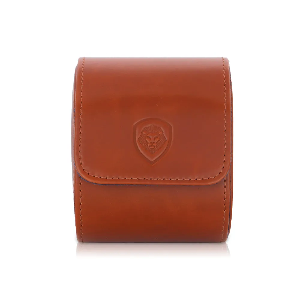 Future Looks Bright Cognac Embossed Leather Single Watch Carrier