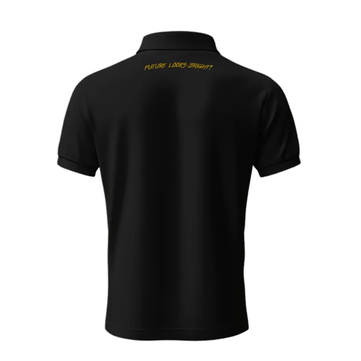 Future Looks Bright Lion Shield Logo Premium Black and Gold Polo Shirt (Classic Fit)