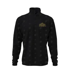 Future Looks Bright Royal Crest Allover Print Gold and Black 1/4 Zip Pullover