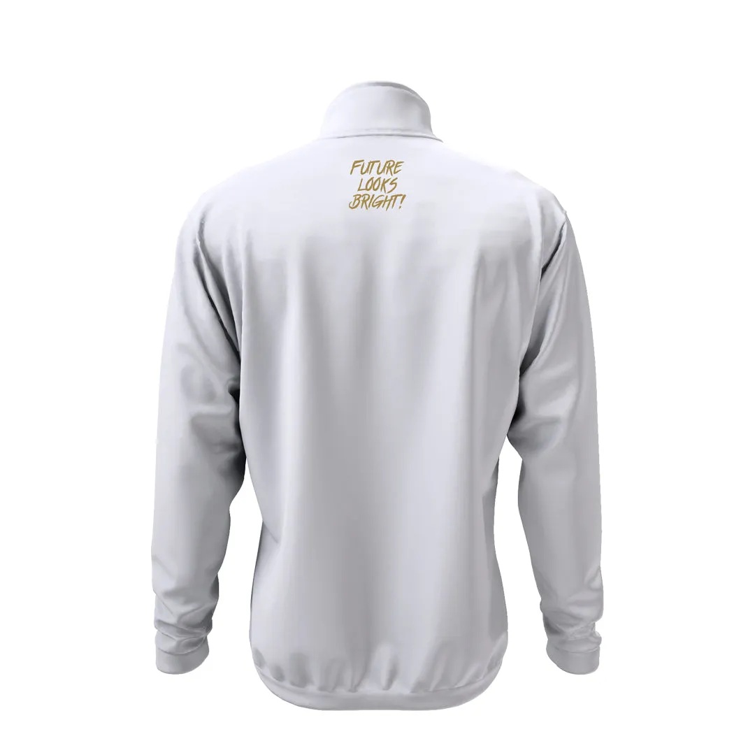 Future Looks Bright Royal Crest White and Gold Full Zip Jacket