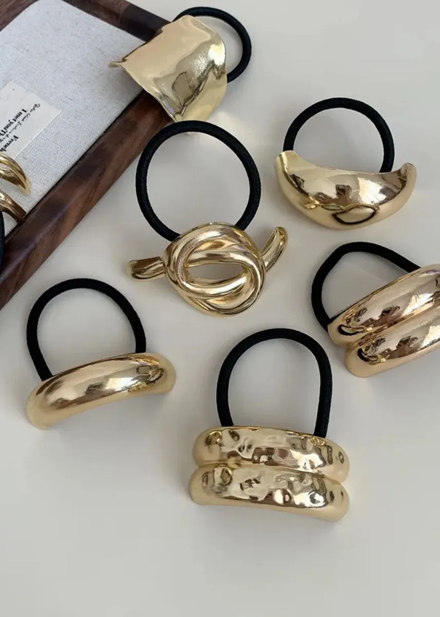 Gold Metal Hair Tie Cuff - Single Arch