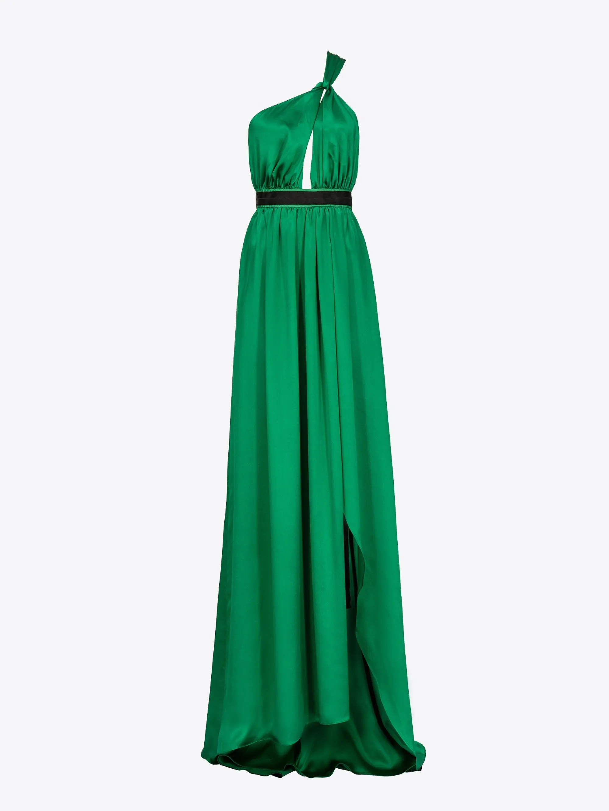 Green One Shoulder Satin Dress