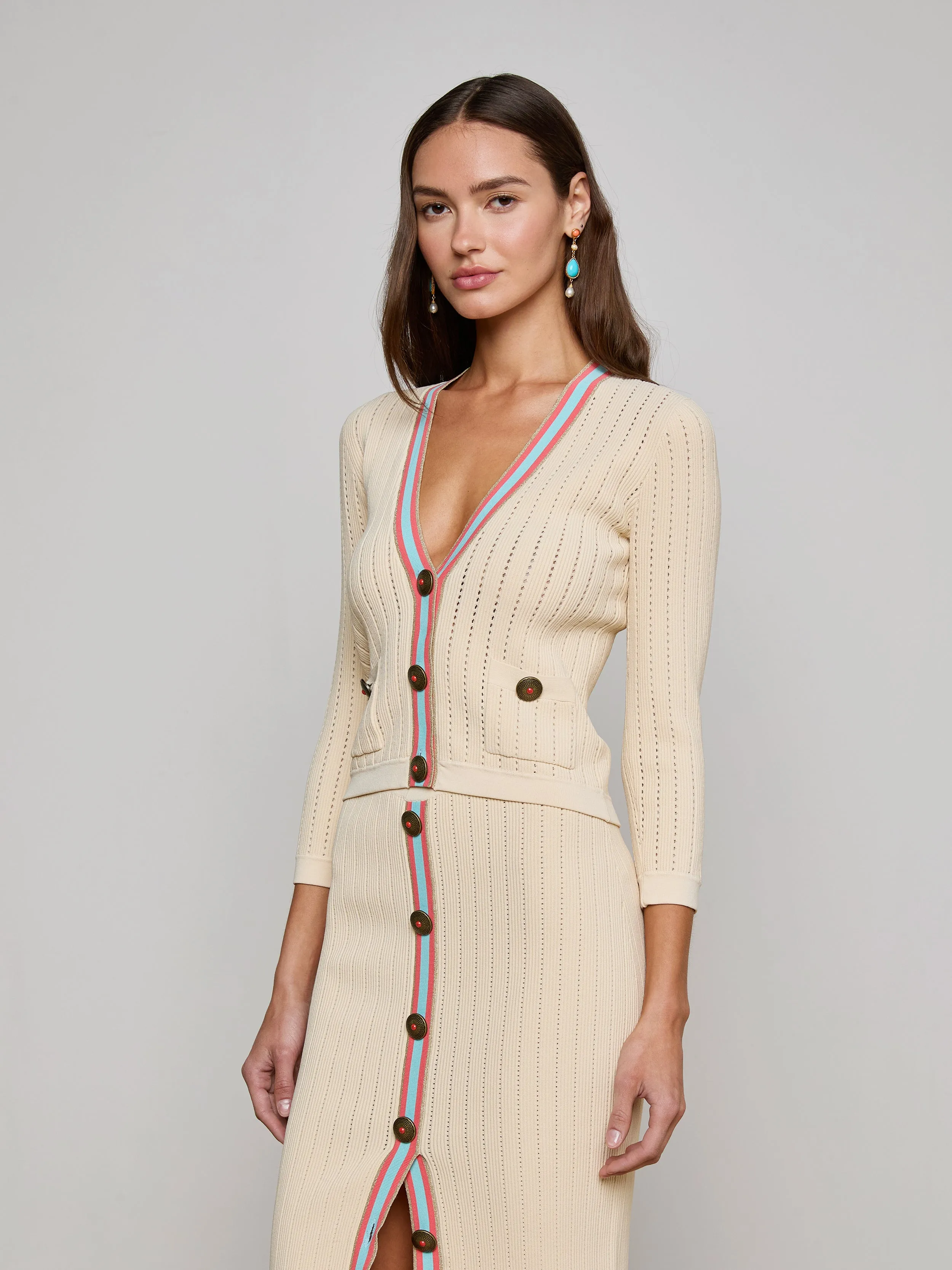 Irvin Pointelle Knit Cardigan