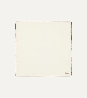 Ivory and Burgundy Shoestring Border Silk Pocket Square