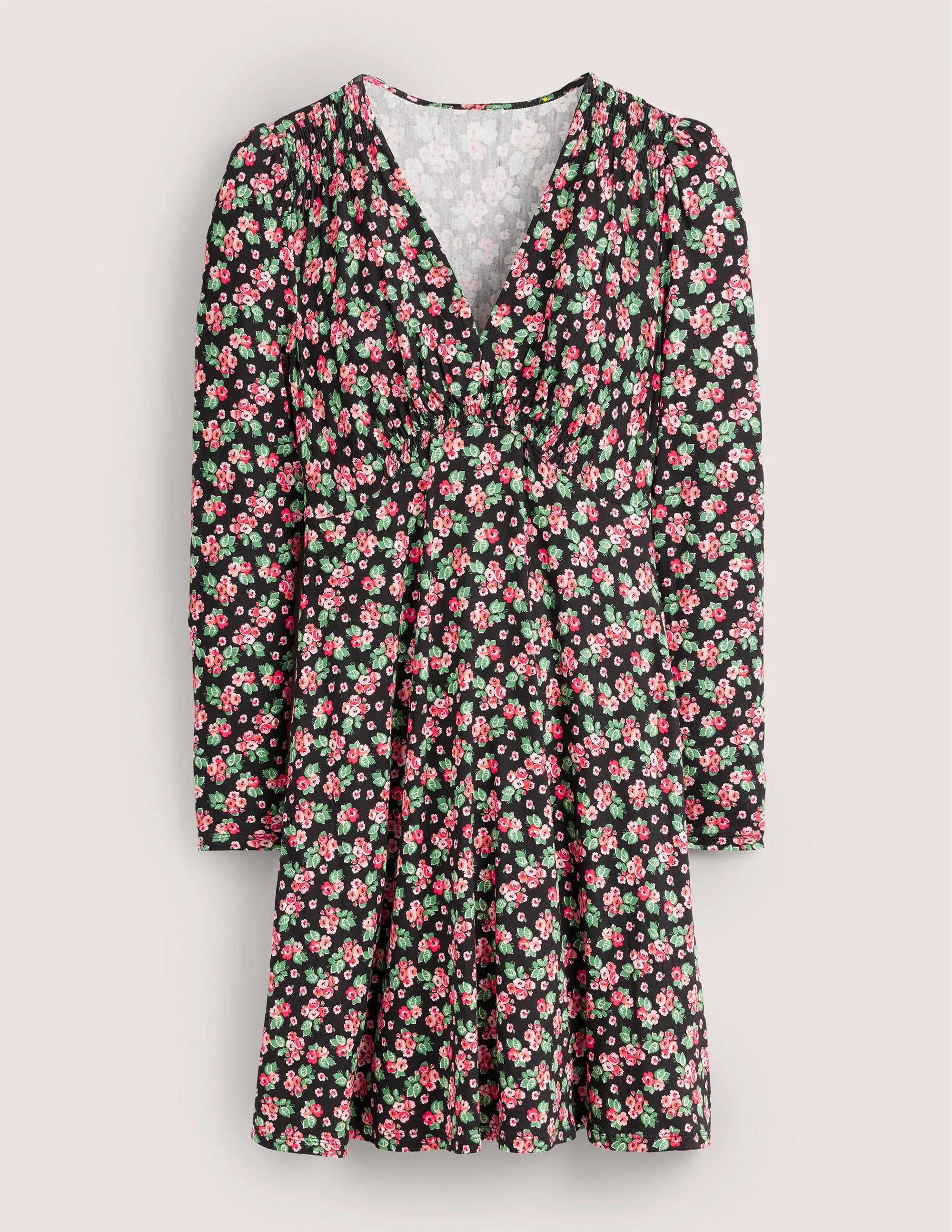 Jersey Mini Tea Dress-Black, Diamond Rose
