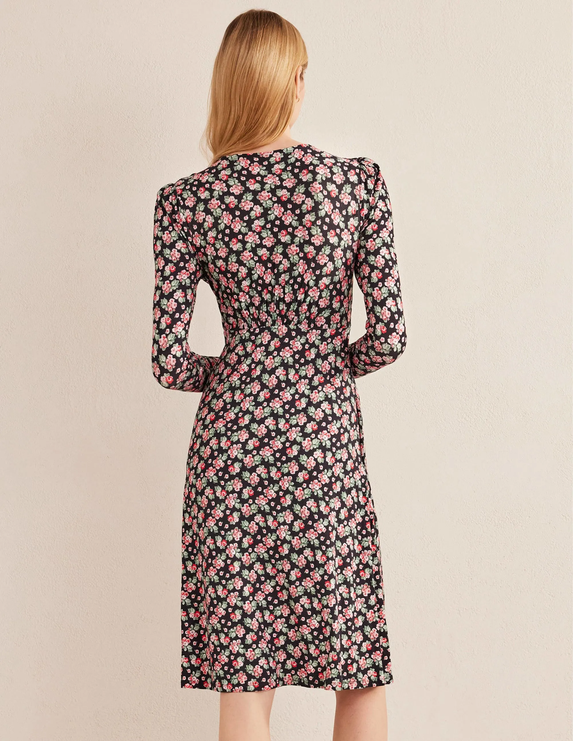 Jersey Mini Tea Dress-Black, Diamond Rose