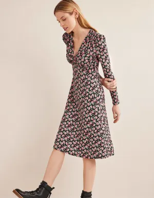 Jersey Mini Tea Dress-Black, Diamond Rose