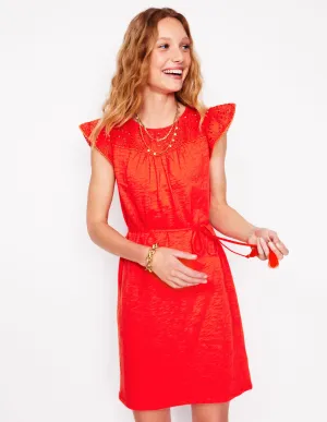 Juliet Broderie Short Dress-FireCracker Red