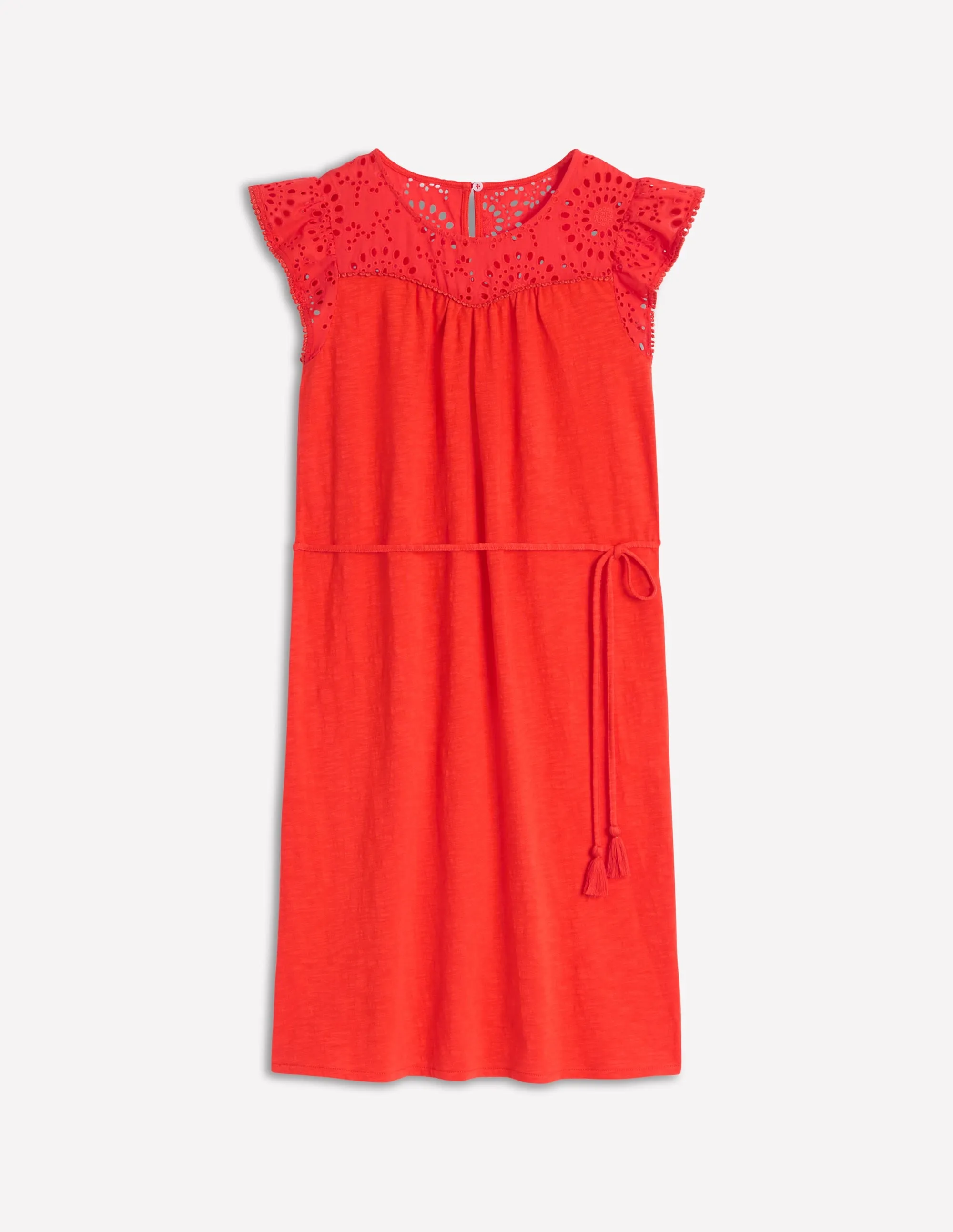Juliet Broderie Short Dress-FireCracker Red