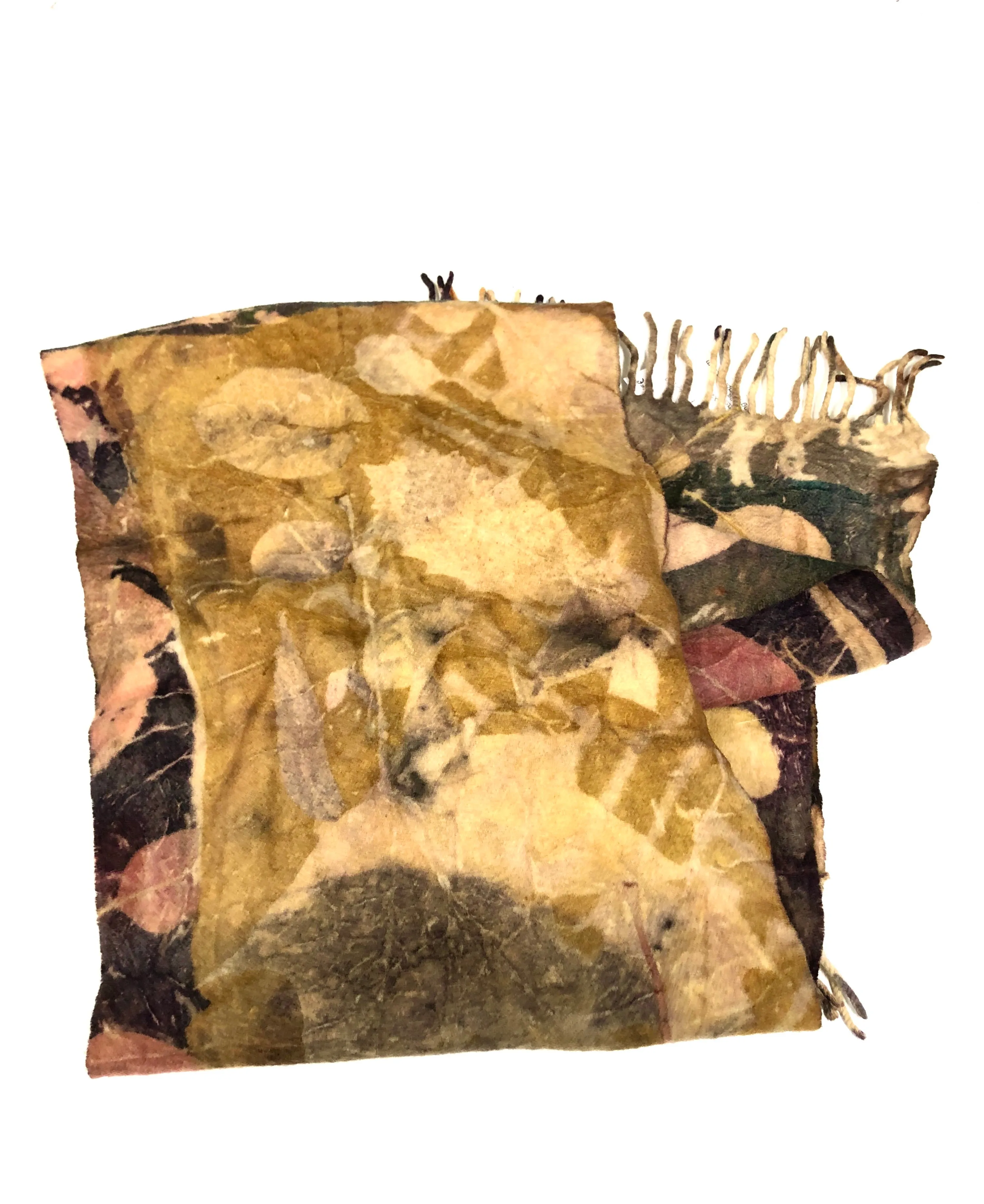 Lambs wool ecodyed and printed scarf