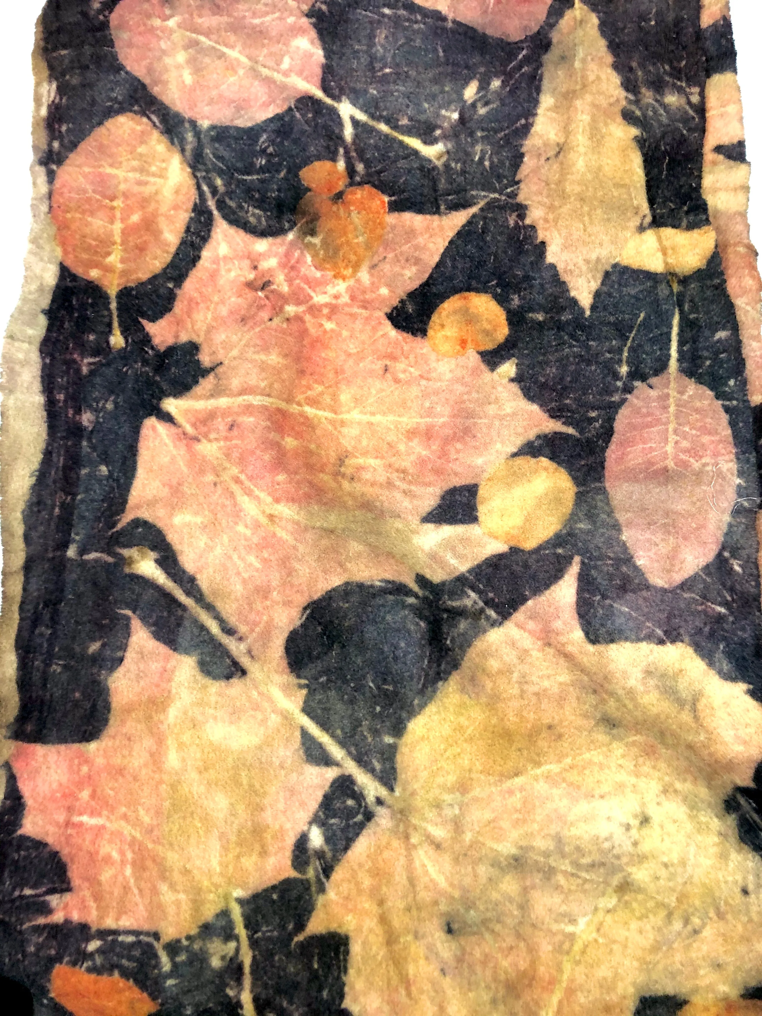 Lambs wool ecodyed and printed scarf