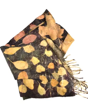 Lambs wool ecodyed and printed scarf