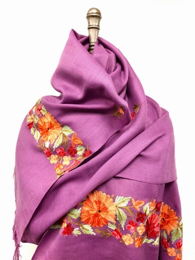 Lambs wool and cashmere shawl in springtime in New York