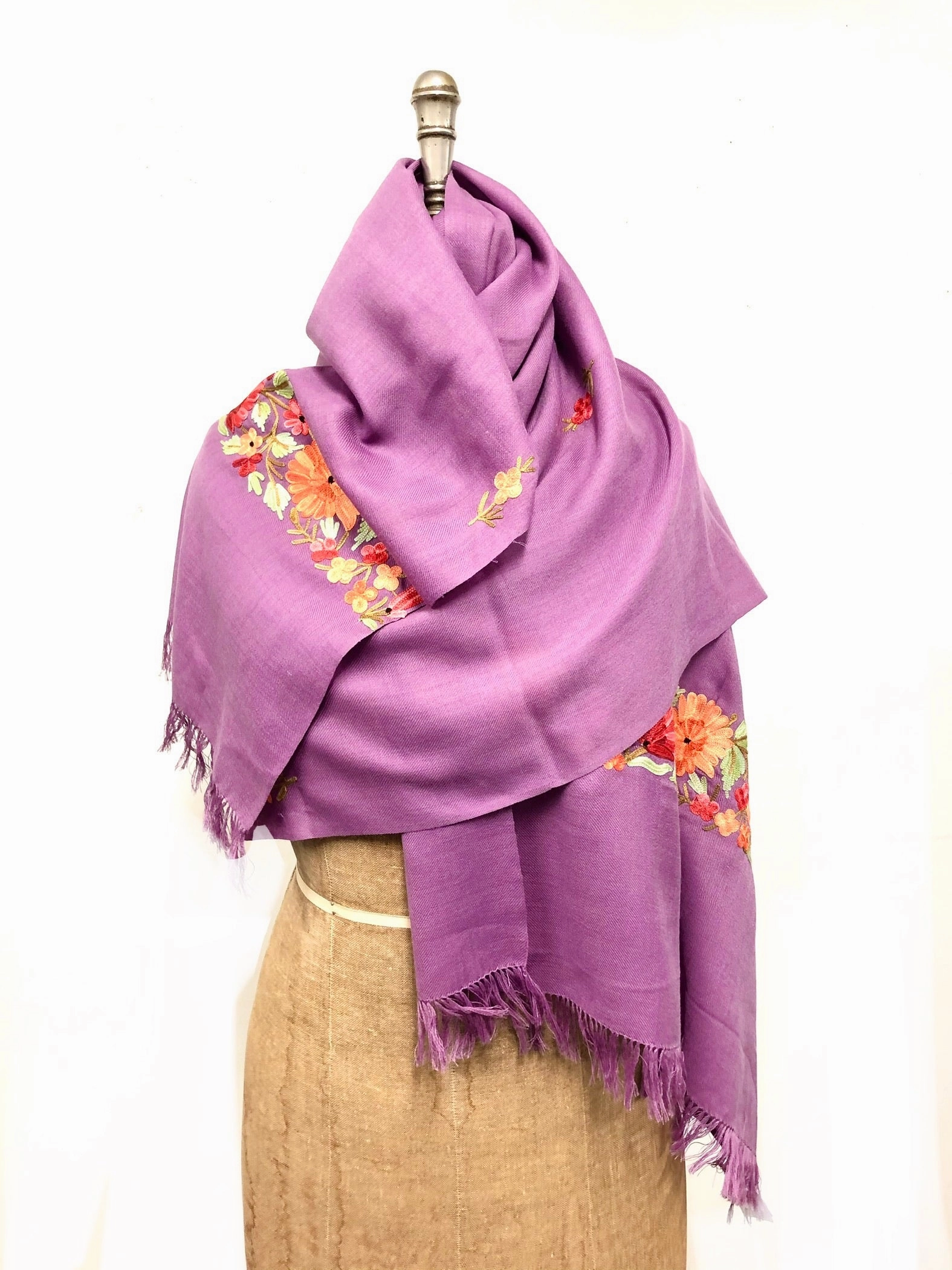 Lambs wool and cashmere shawl in springtime in New York