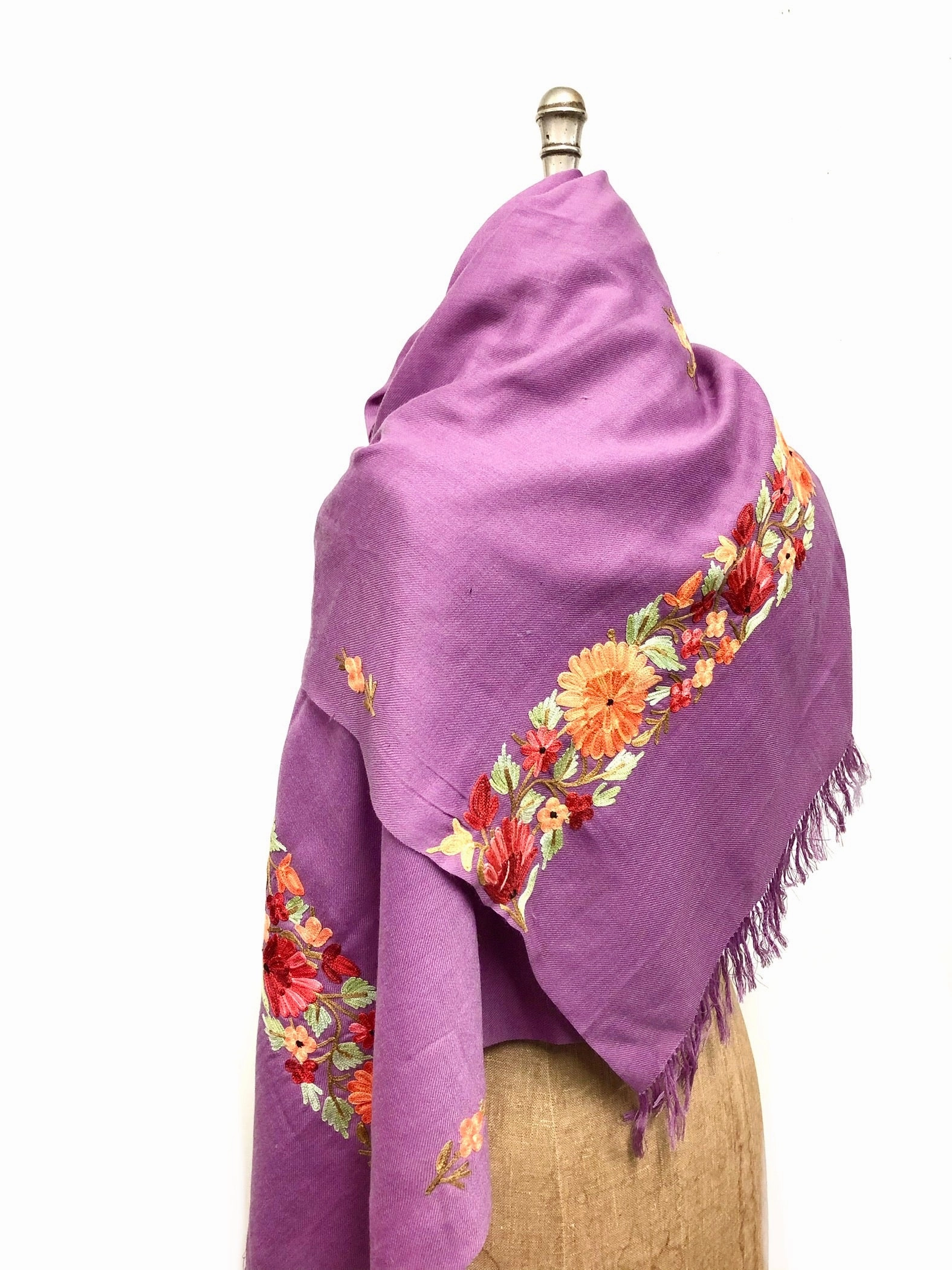 Lambs wool and cashmere shawl in springtime in New York