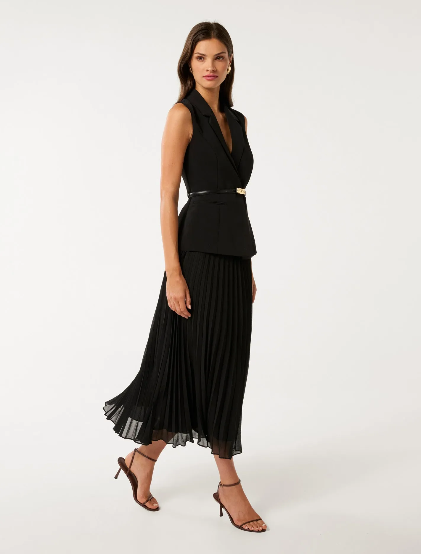 Lana Pleated Vest Maxi Dress