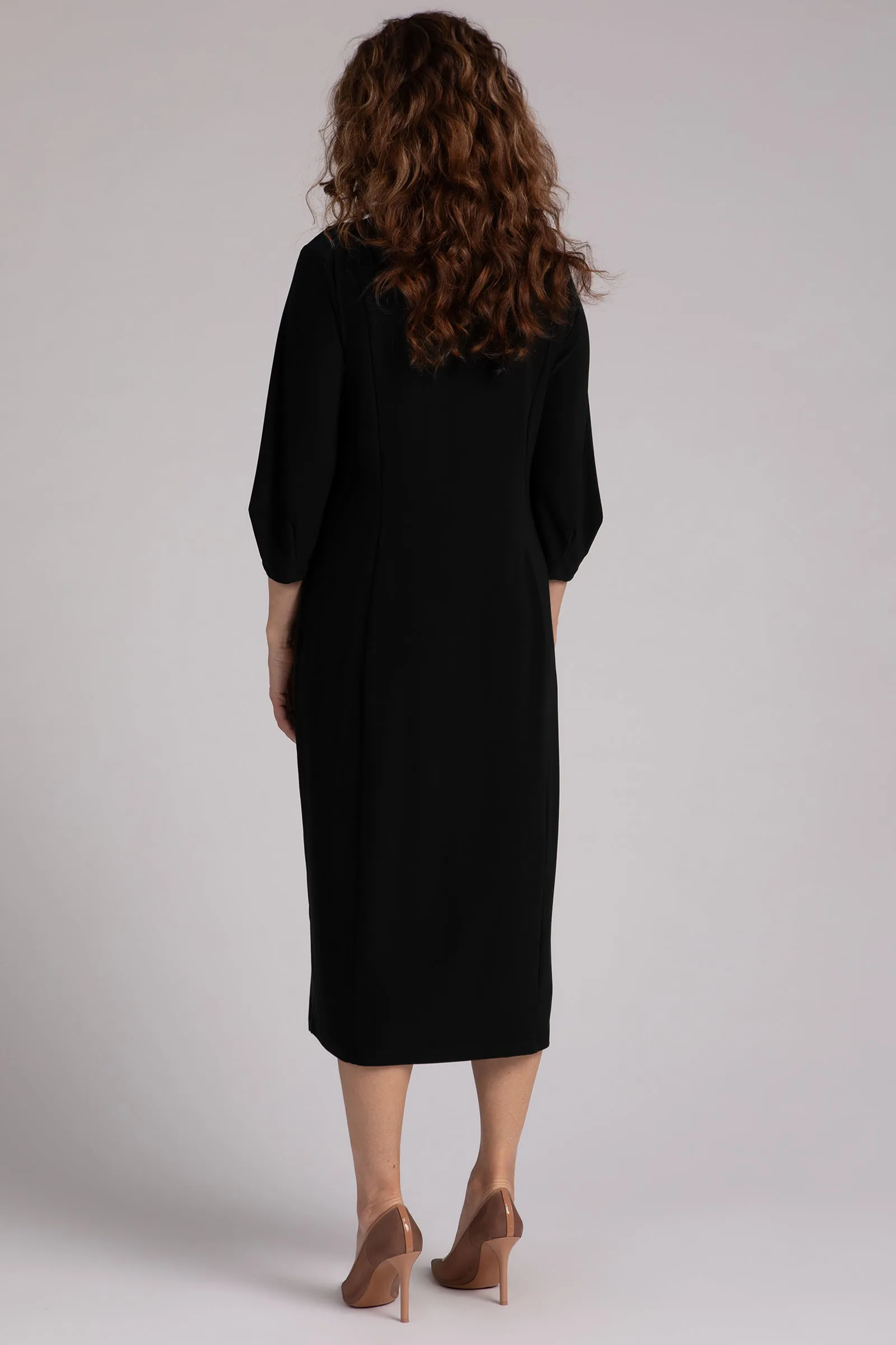 Lantern Column Dress | Black