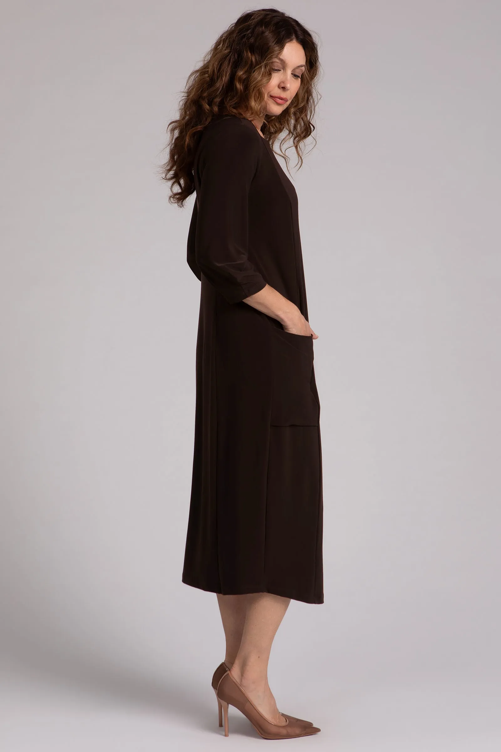 Lantern Column Dress | Chocolate